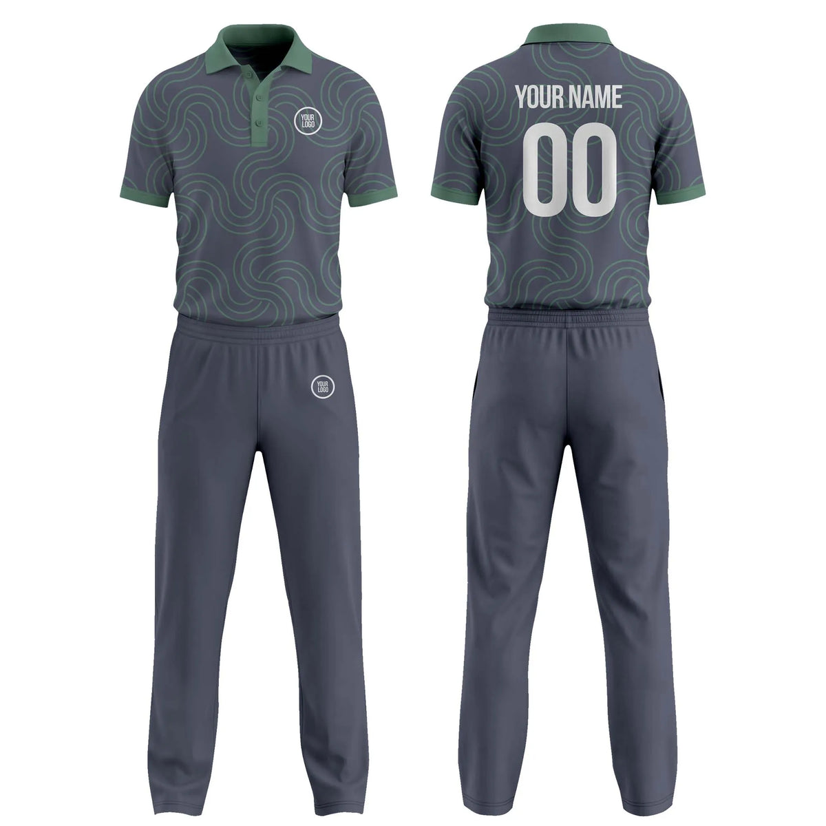 Custom Personalized D4 Abstract Pattern Cricket Kit with Name, Number & Team Logo