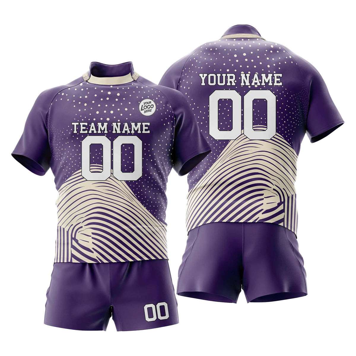 Custom Personalized D3 Abstract Pattern Rugby Jersey with Name, Number & Team Logo