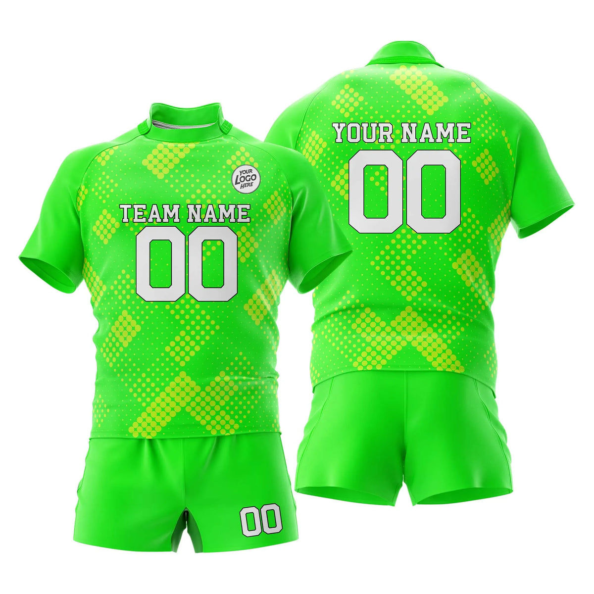 Custom Personalized D4 Full Pattern Rugby Jersey with Name, Number & Team Logo