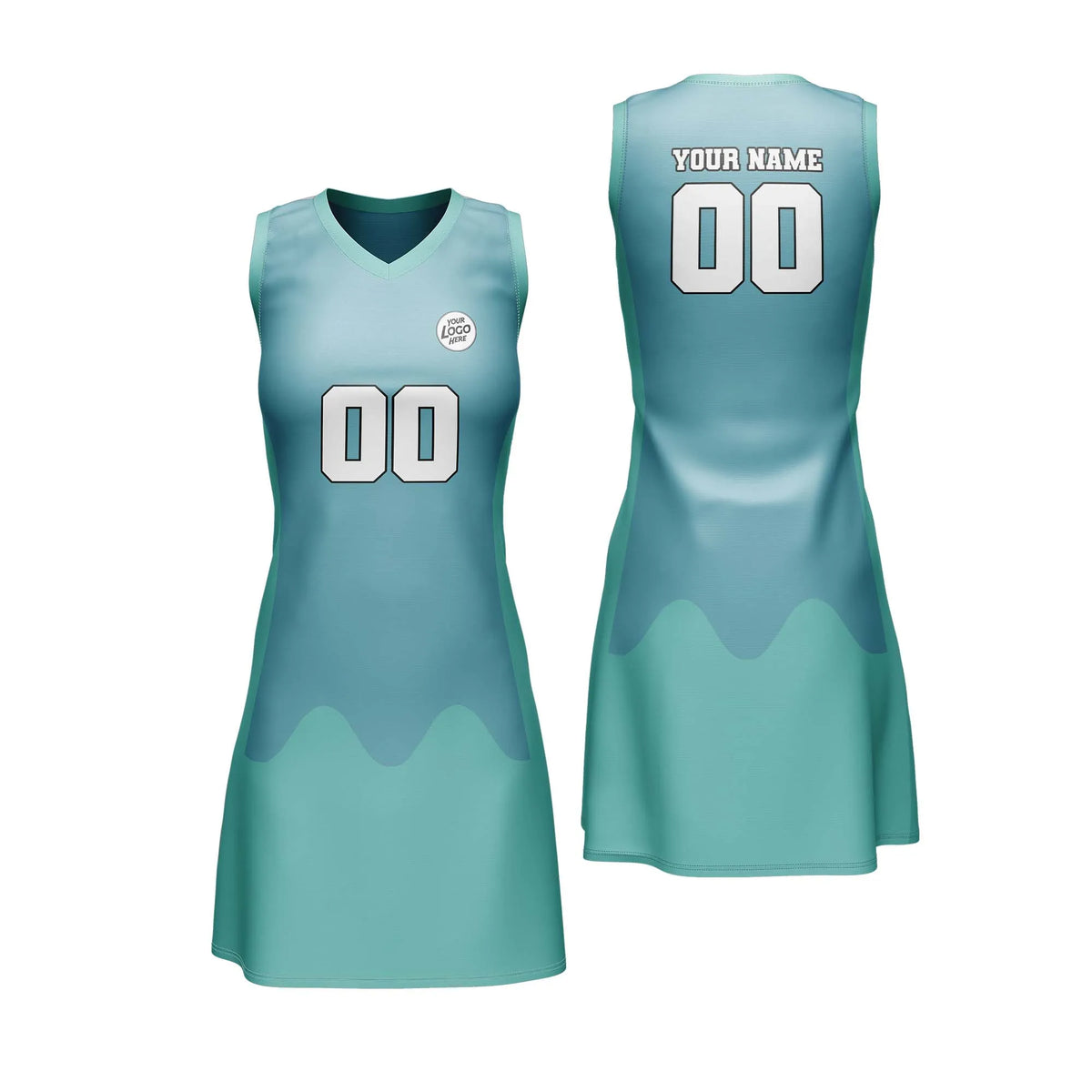 Custom Personalized D4 Split Fashion Netball Jersey with Name, Number &amp; Team Logo