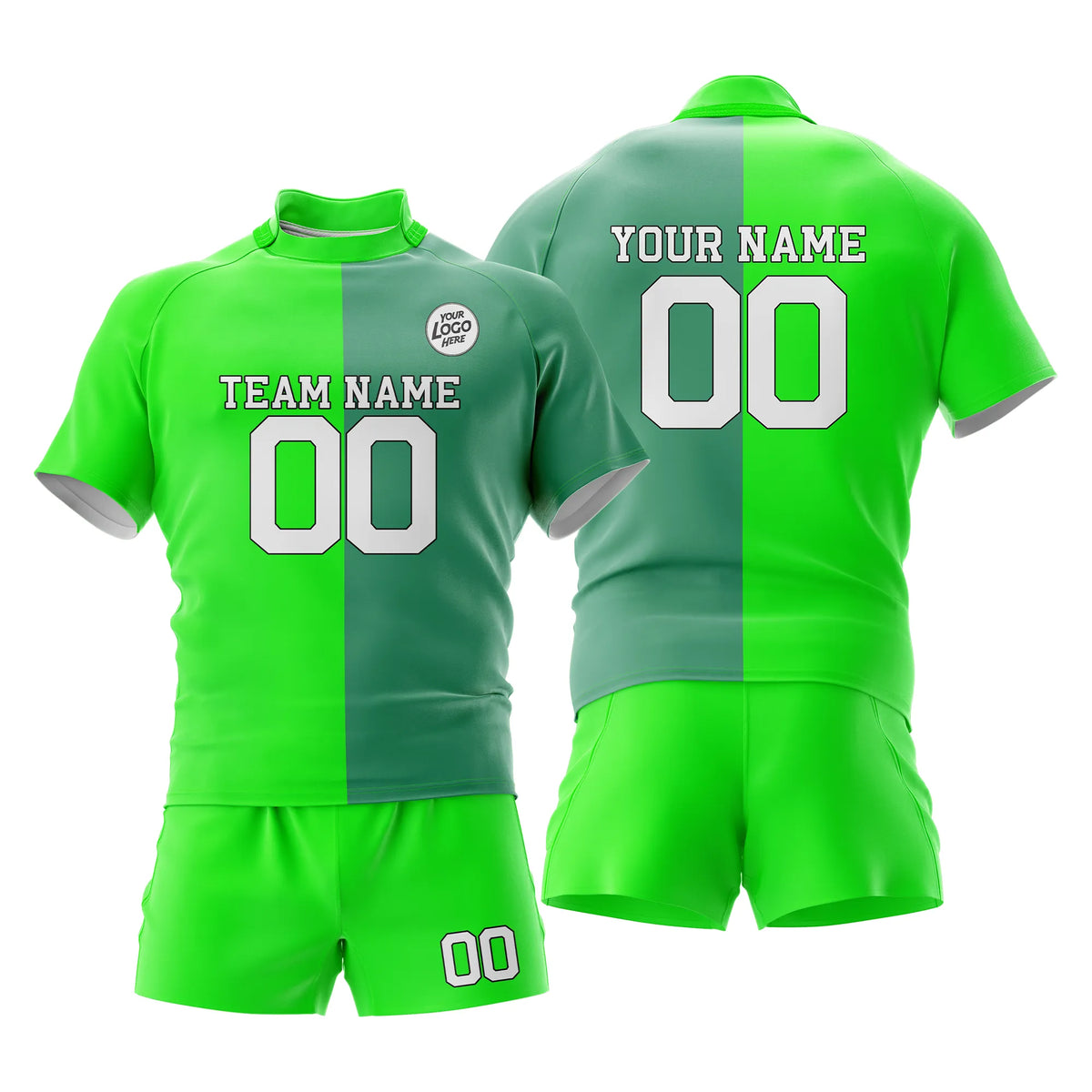 Custom Personalized D2 Split Fashion Rugby Jersey with Name, Number & Team Logo