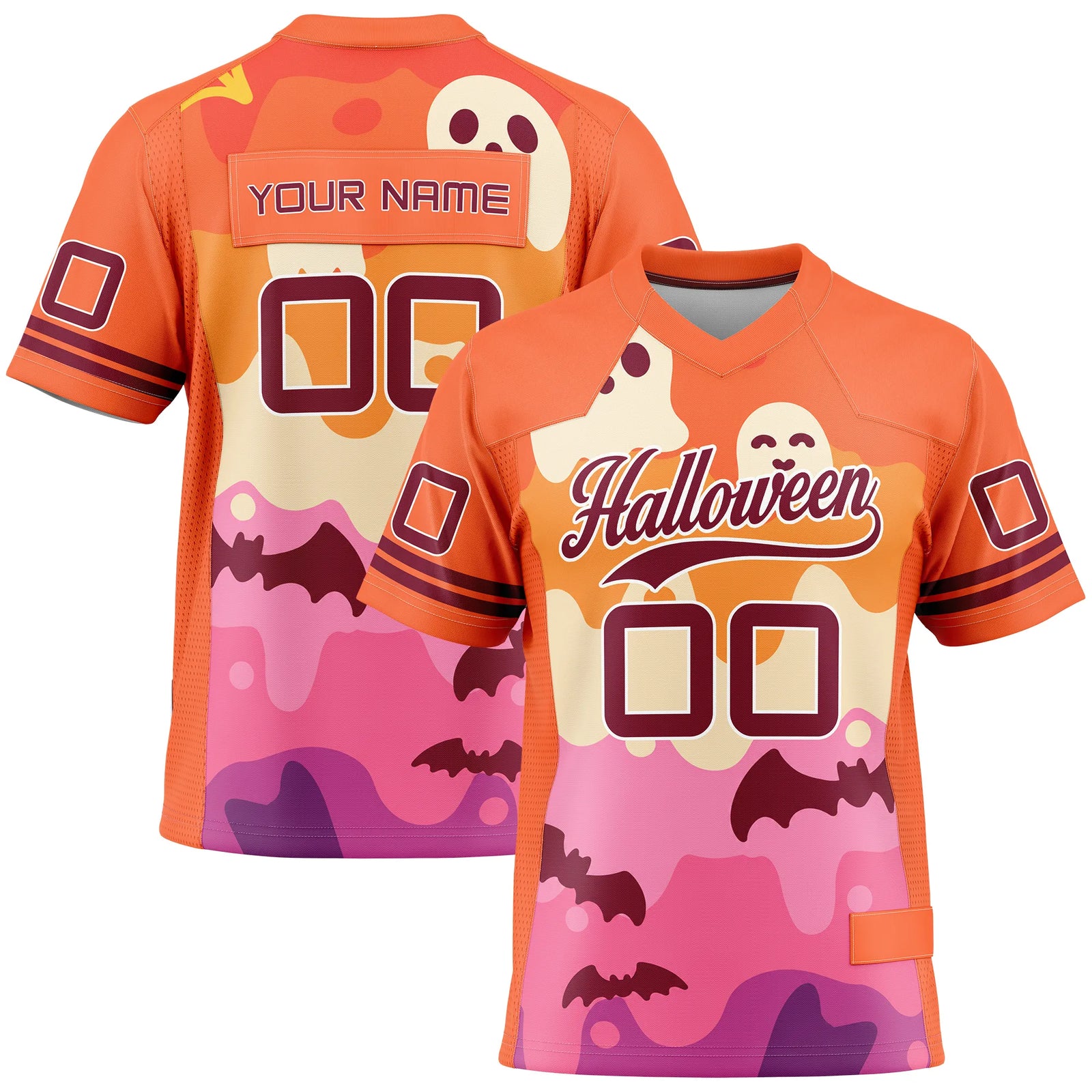 Custom Halloween Flag Football Jersey D10 Personalized Uniform with Name & Number