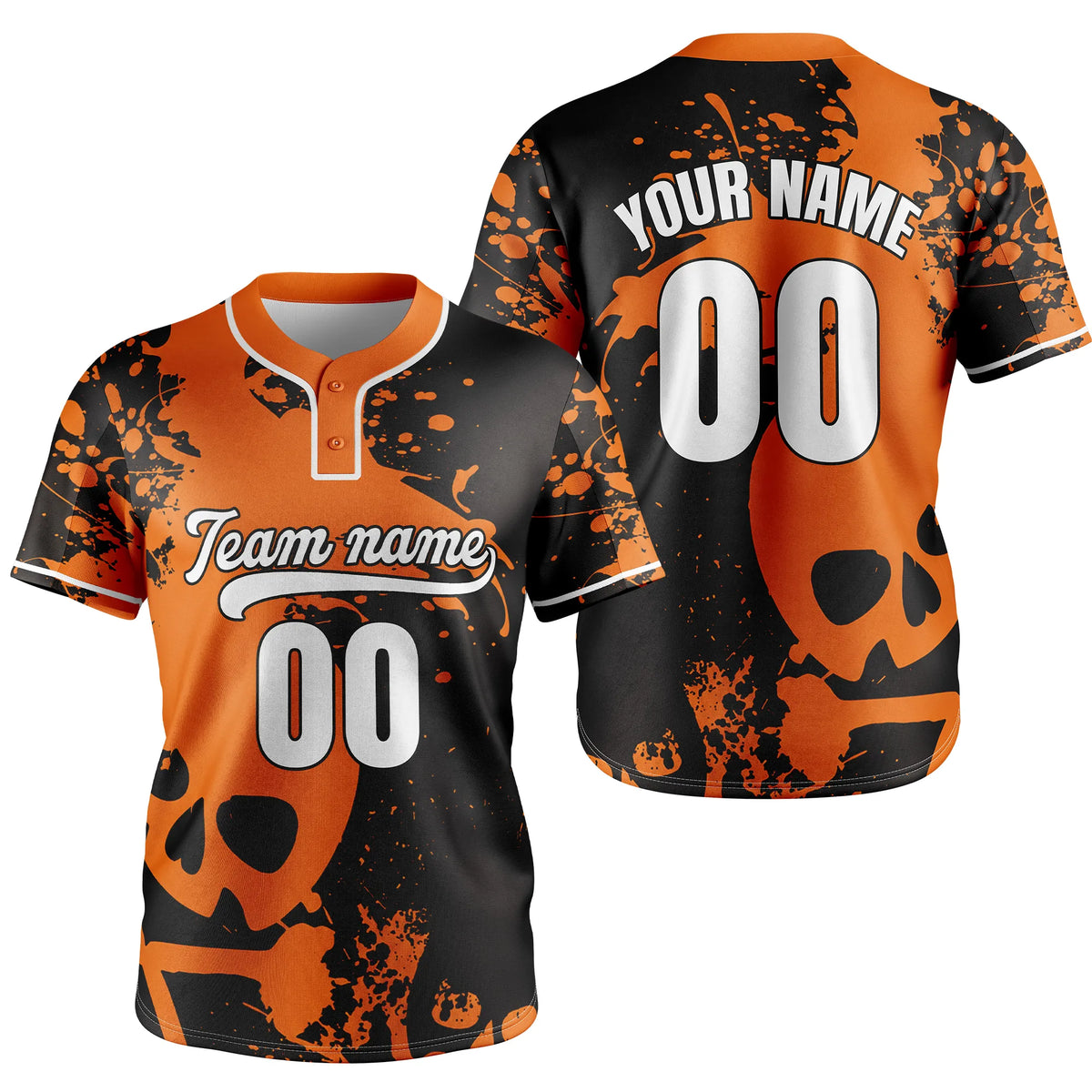 Custom Orange Reaper Baseball Sports Jersey Personalized Uniform with Name &amp; Number