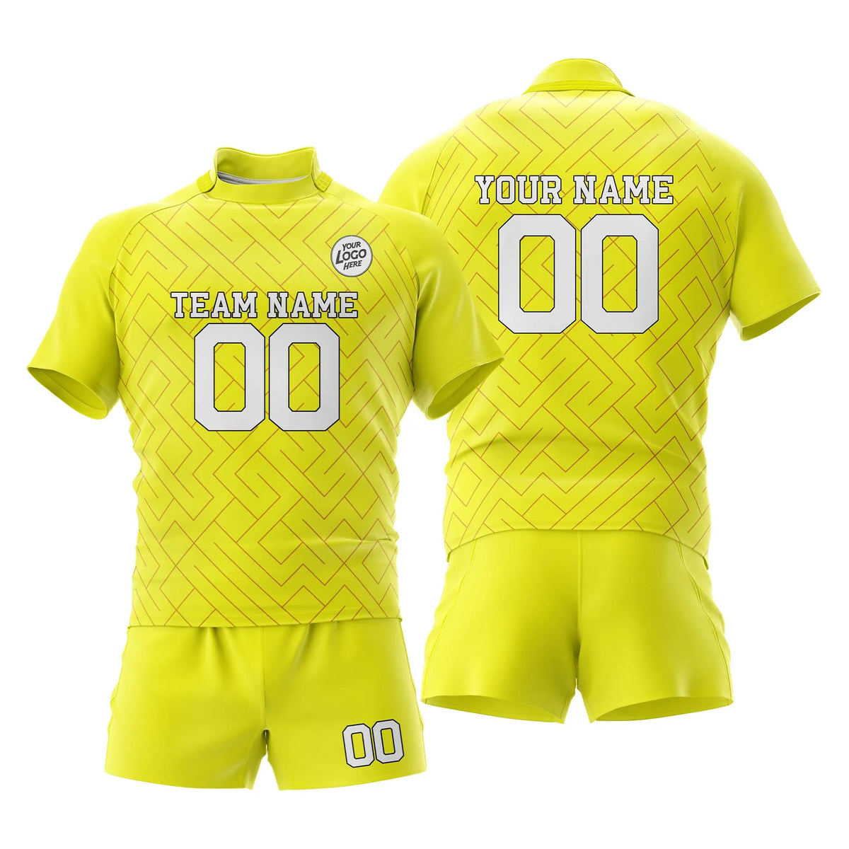 Custom Personalized D5 Abstract Pattern Rugby Jersey with Name, Number & Team Logo