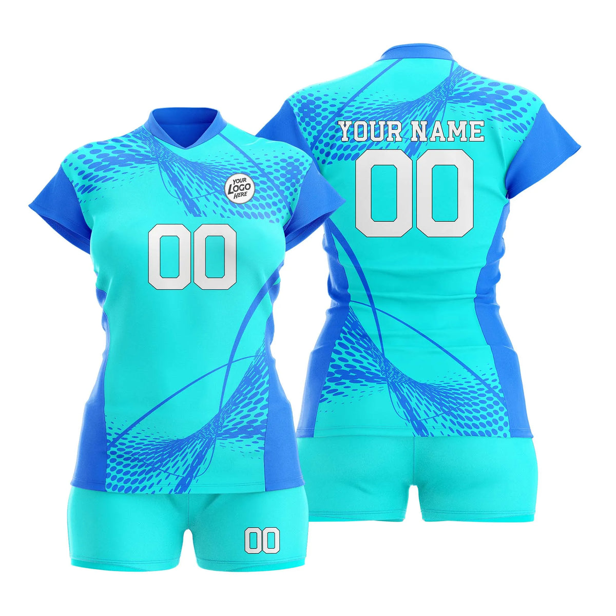 Custom Personalized D2 Abstract Pattern Volleyball Jersey with Name, Number & Team Logo