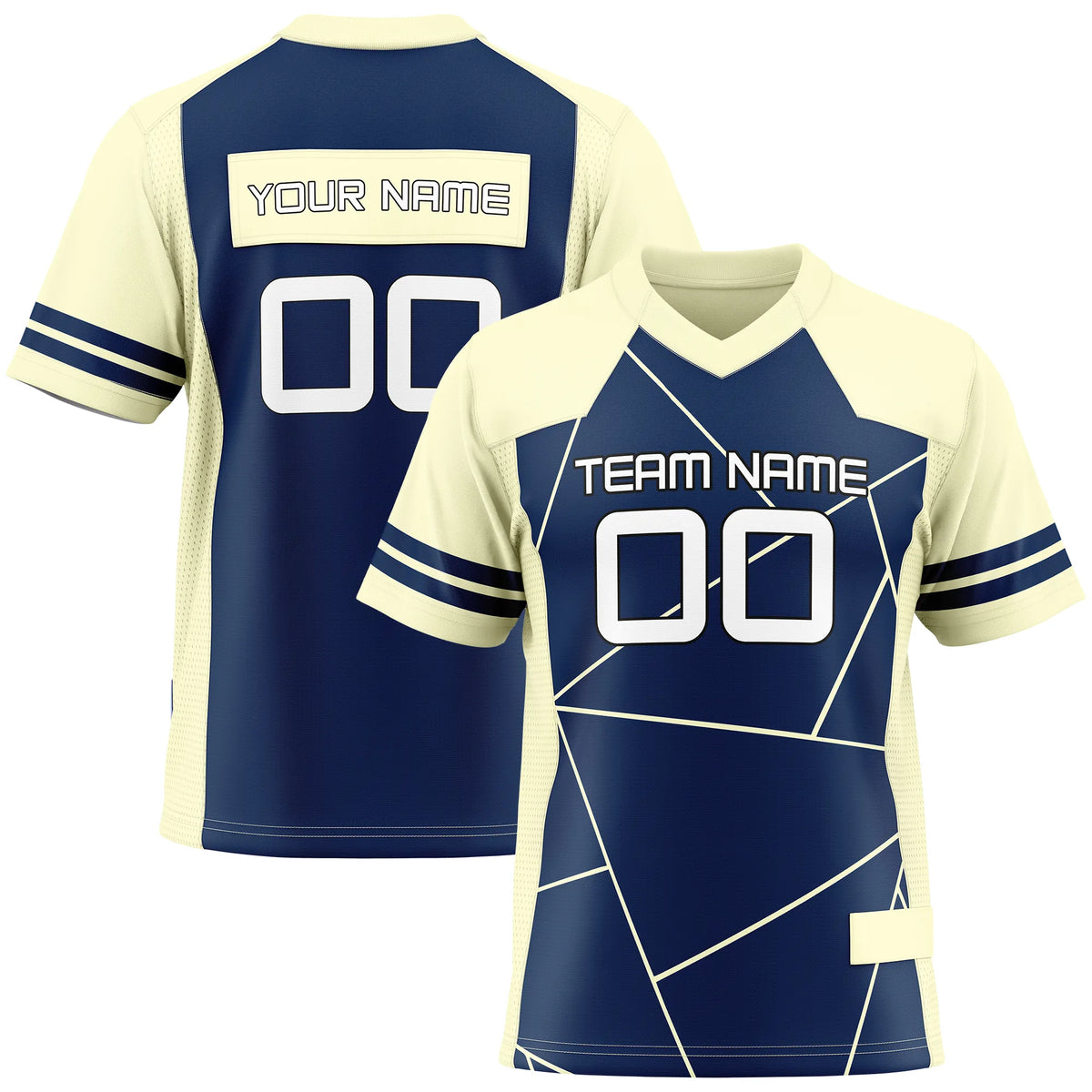 Custom Personalized D3 Color Block Flag Football Jersey with Name, Number & Team Logo