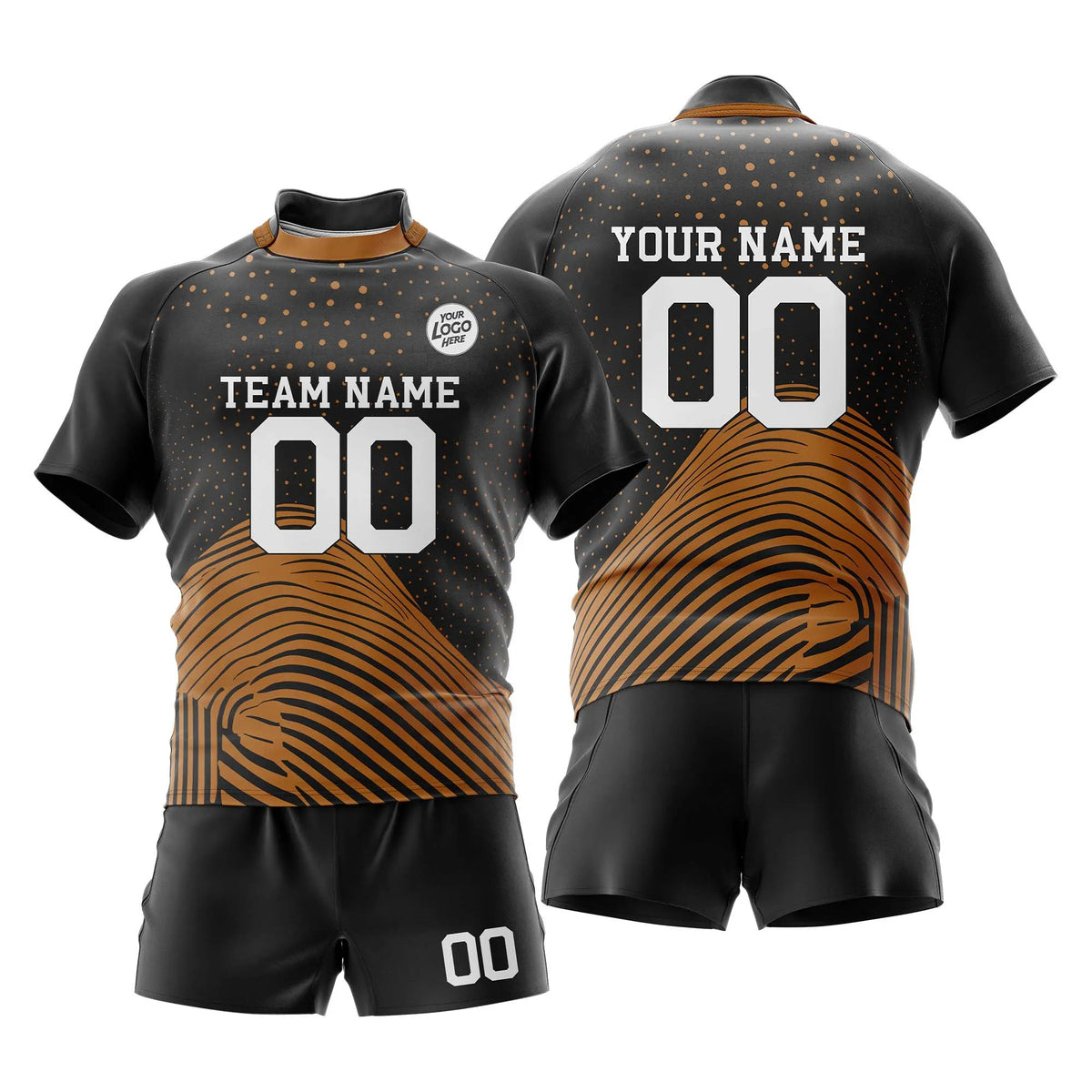 Custom Personalized D3 Abstract Pattern Rugby Jersey with Name, Number & Team Logo