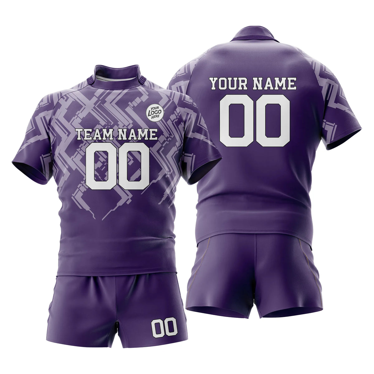 Custom Personalized D2 Color Block Rugby Jersey with Name, Number & Team Logo