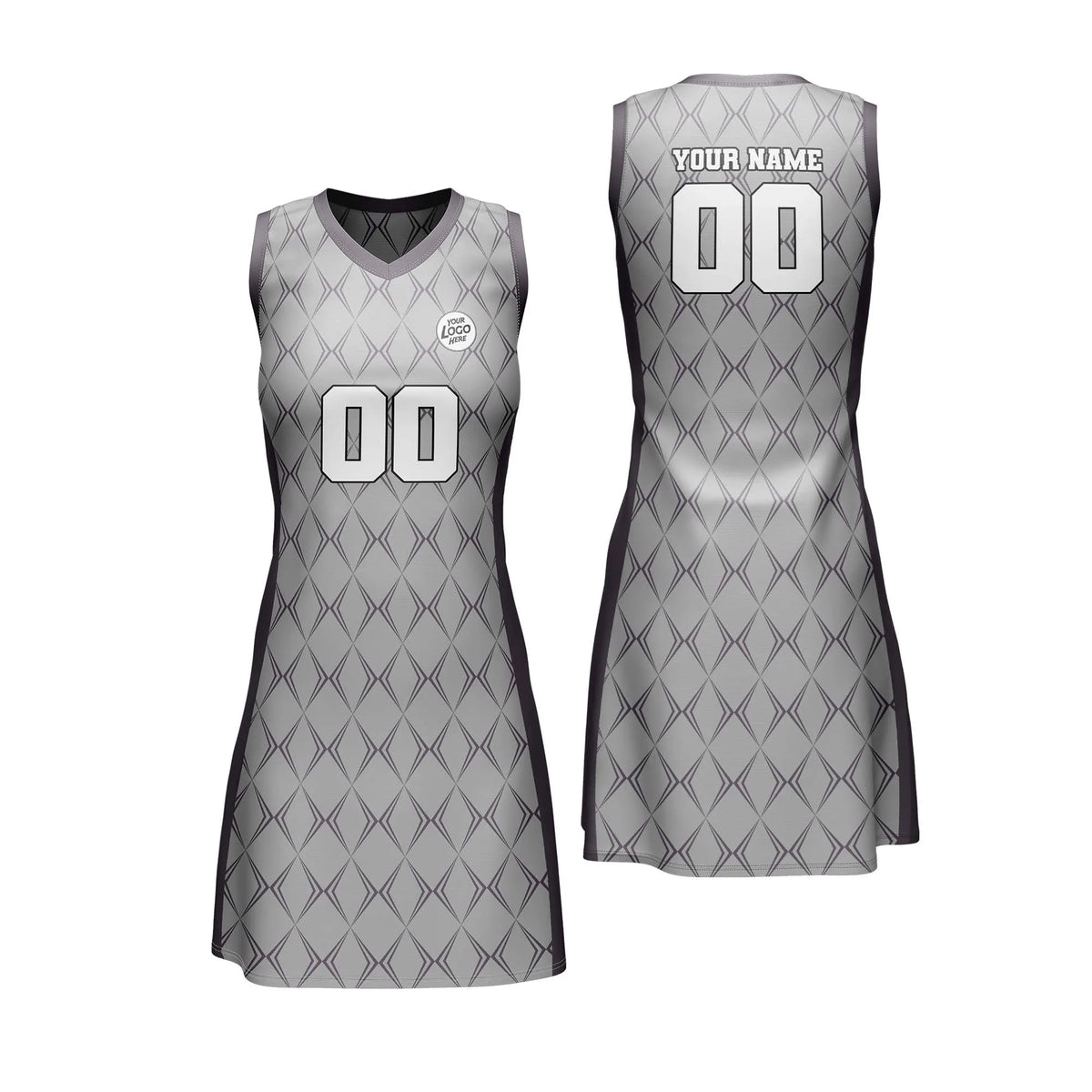 Custom Personalized D5 Rhombus Pattern Netball Jersey with Name, Number & Team Logo