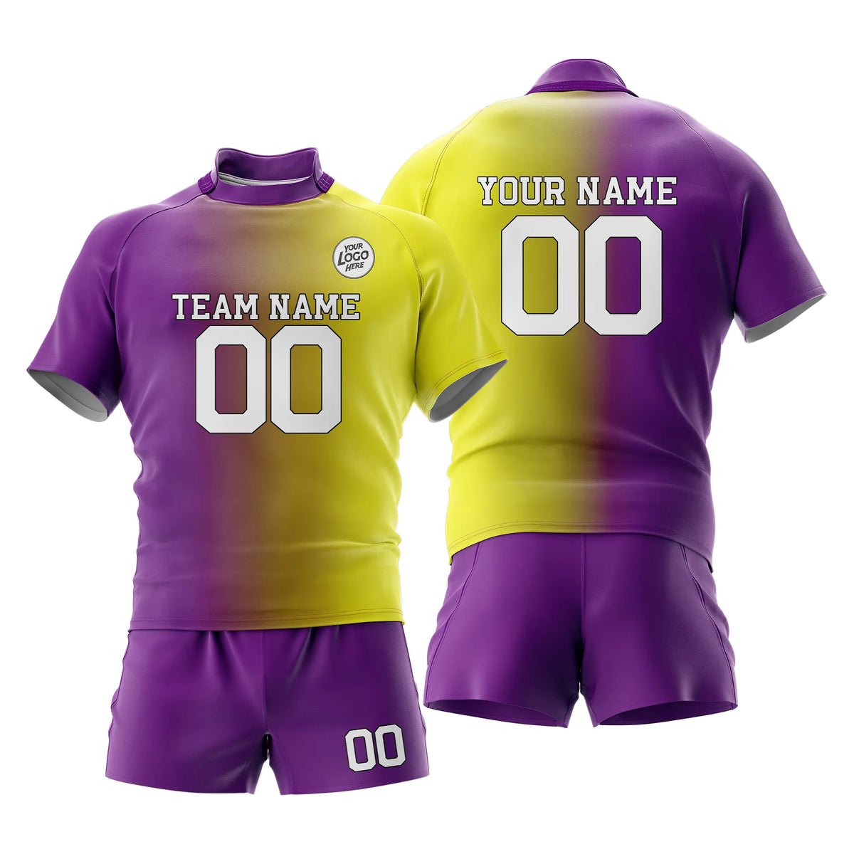 Custom Personalized D2 Gradient Fashion Rugby Jersey with Name, Number & Team Logo
