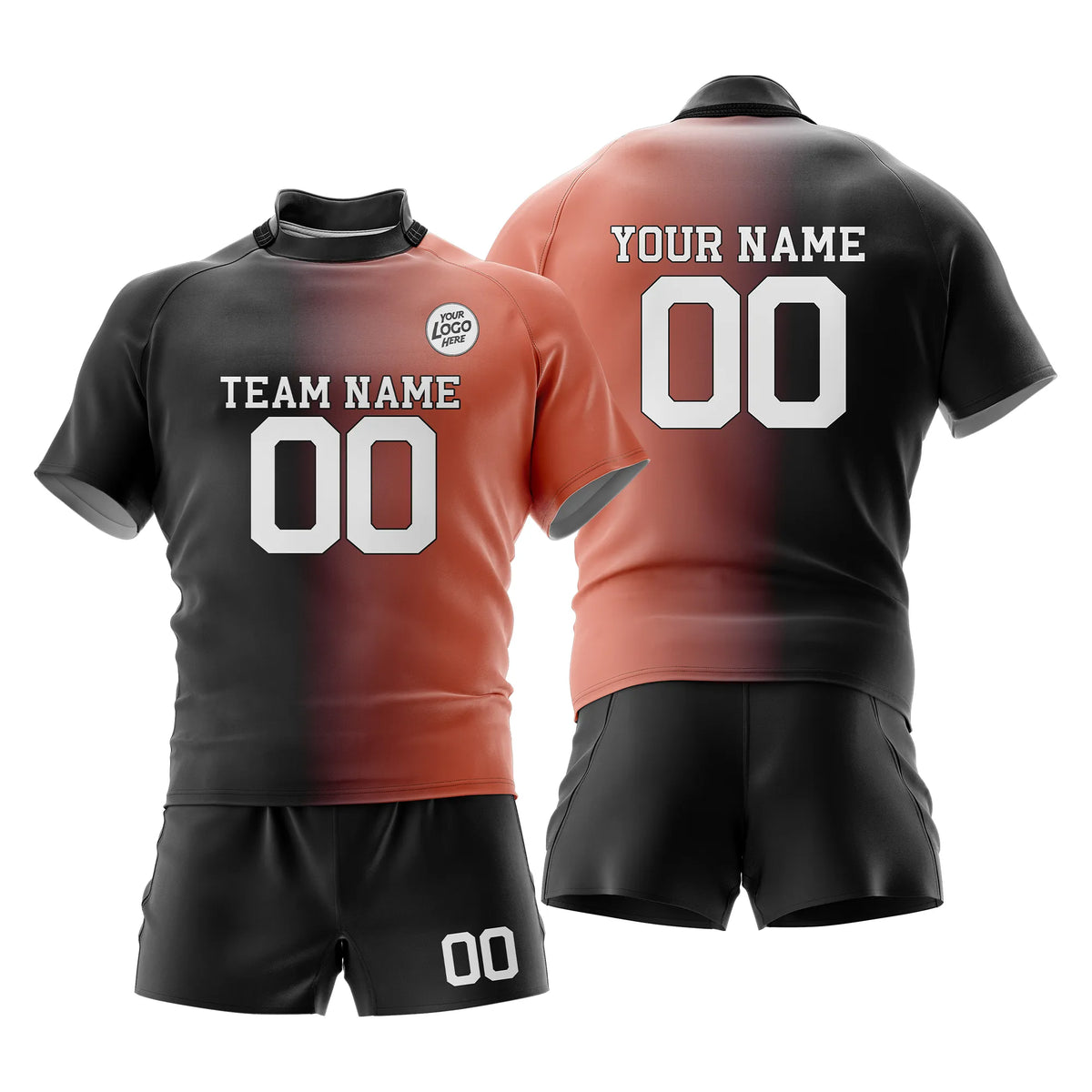 Custom Personalized D2 Gradient Fashion Rugby Jersey with Name, Number & Team Logo