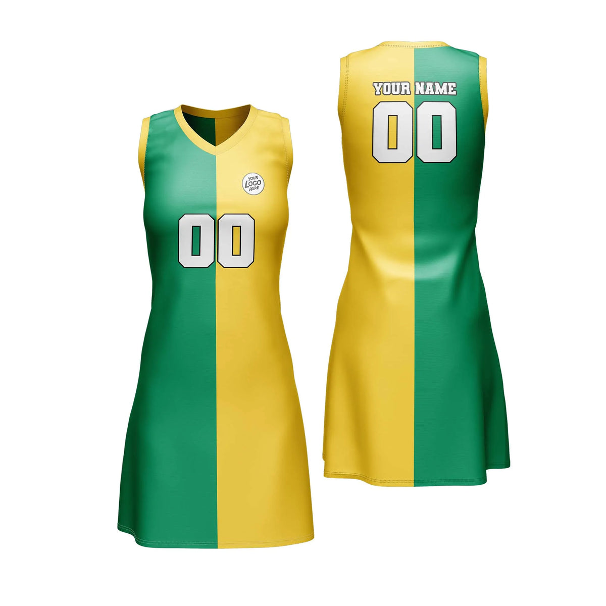 Custom Personalized D2 Split Fashion Netball Jersey with Name, Number & Team Logo