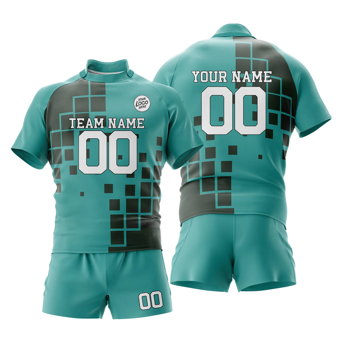 Custom Personalized D1 Color Block Rugby Jersey with Name, Number & Team Logo