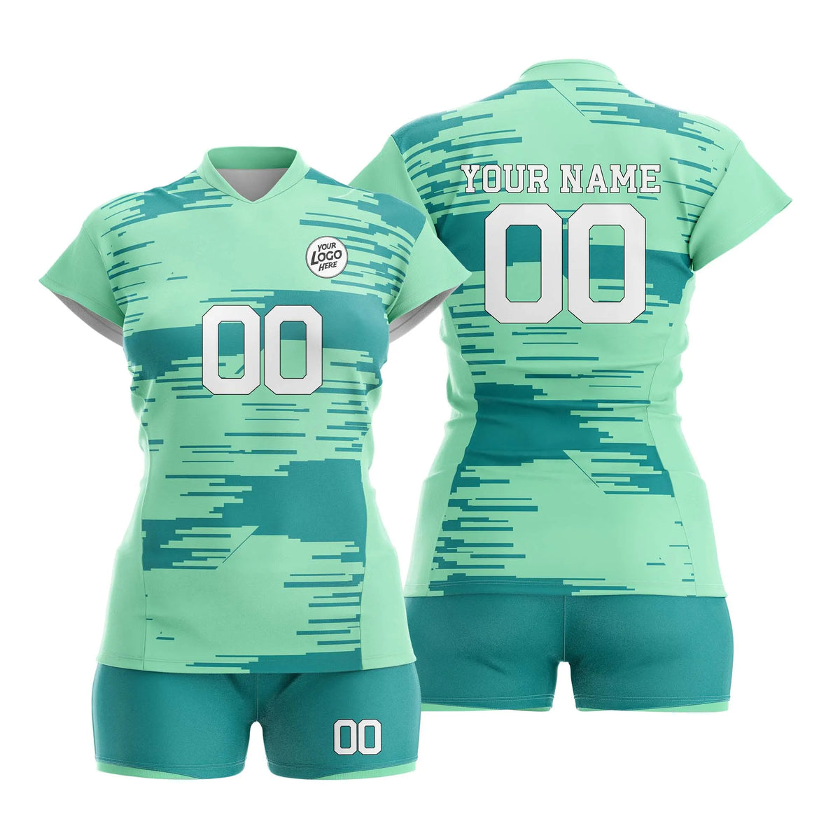 Custom Personalized D4 Full Pattern Volleyball Jersey with Name, Number & Team Logo