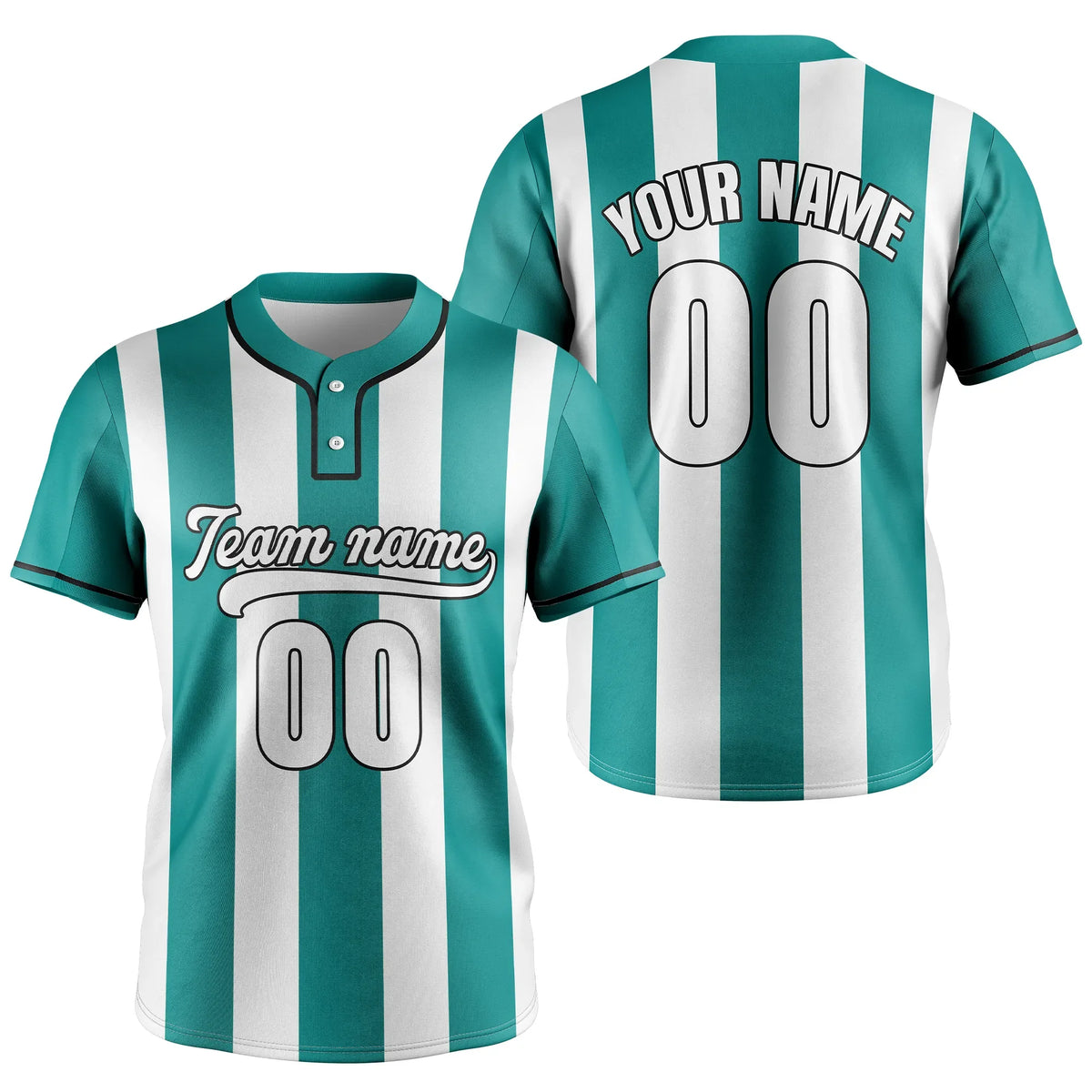 Custom Dugout Stripes Baseball Aqua Sports Jersey Personalized Uniform with Name & Number