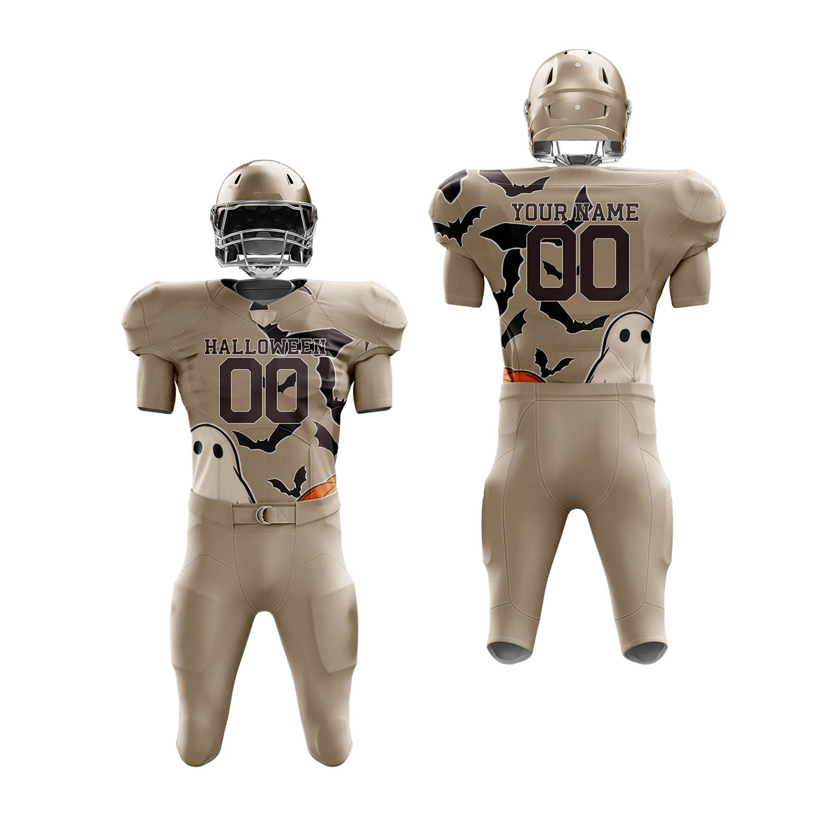 Custom Boo Bat Spooky Halloween American Football Jersey Personalized Uniform with Name &amp; Number