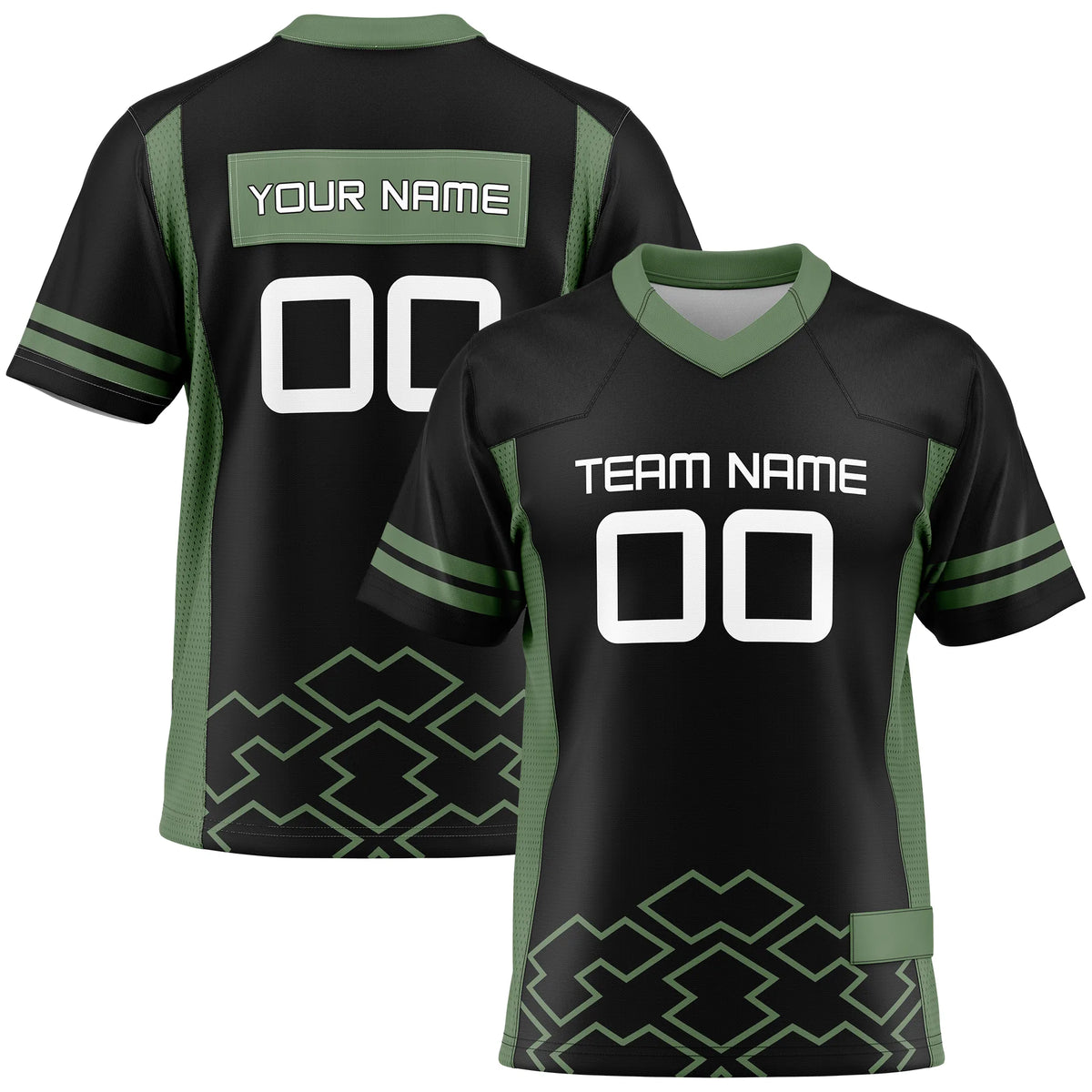 Custom Personalized D2 Color Block Flag Football Jersey with Name, Number & Team Logo