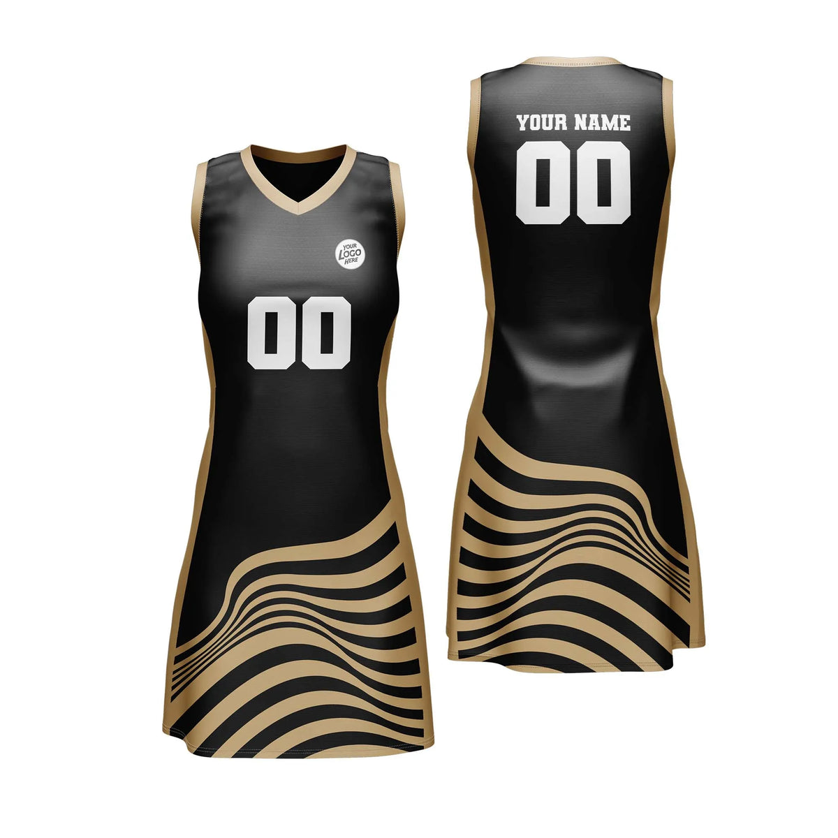 Custom Personalized D2 Stripe Fashion Netball Jersey with Name, Number & Team Logo