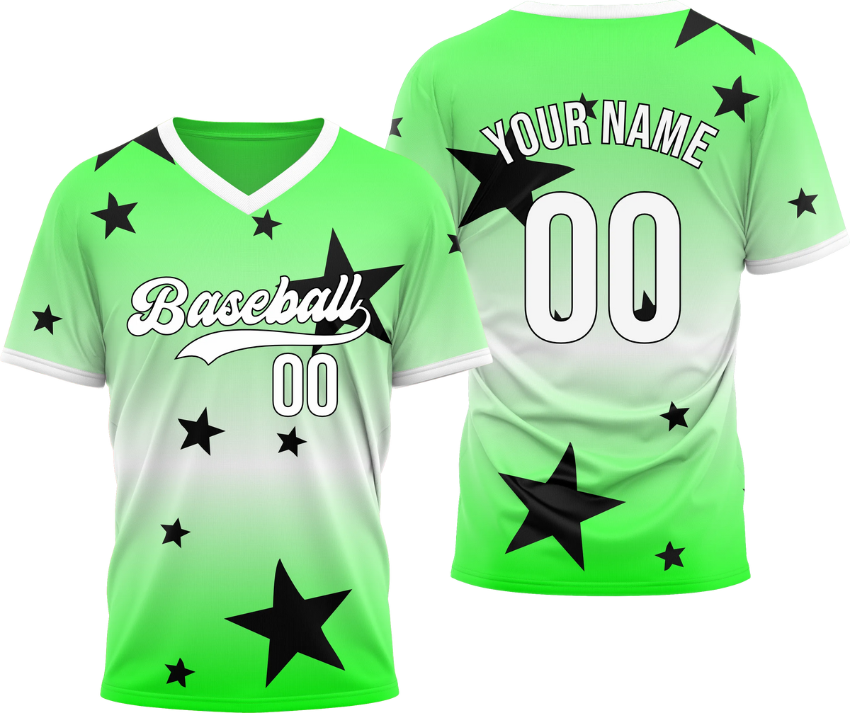 Custom Victory Star Gradient Baseball Aqua Sports Jersey Personalized Uniform with Name & Number