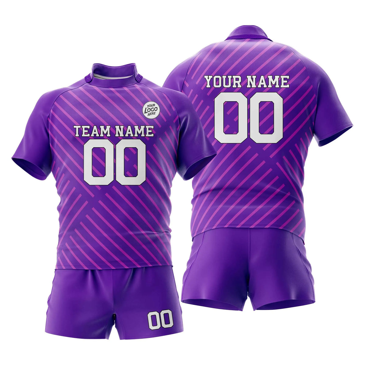 Custom Personalized D2 Strip Fashion Rugby Jersey with Name, Number & Team Logo