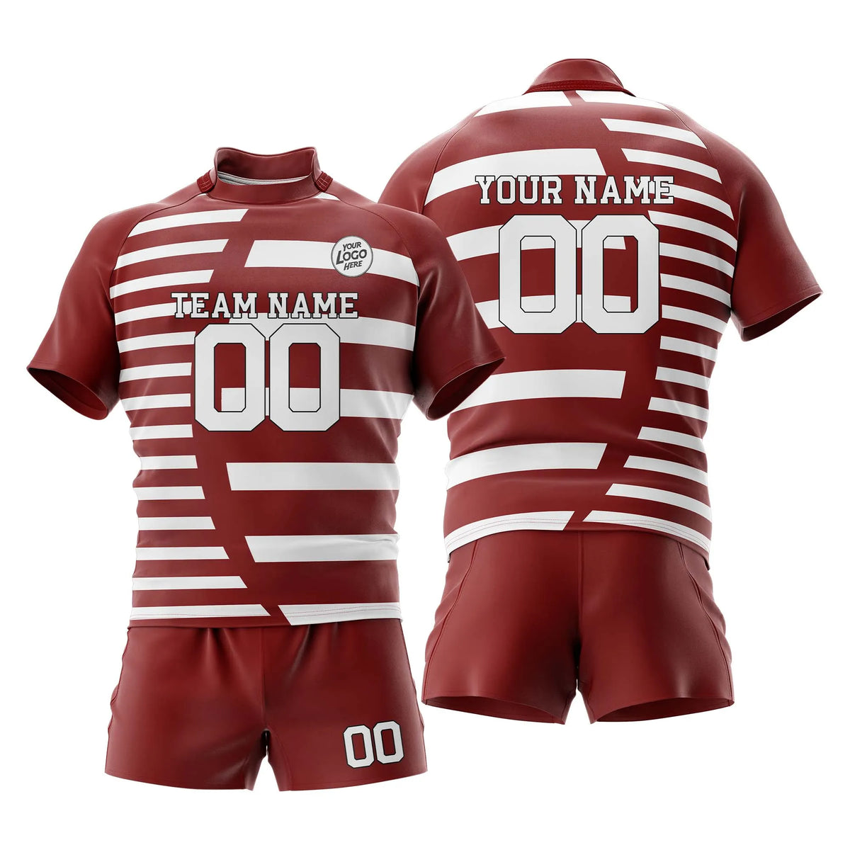 Custom Personalized D4 Strip Fashion Rugby Jersey with Name, Number & Team Logo
