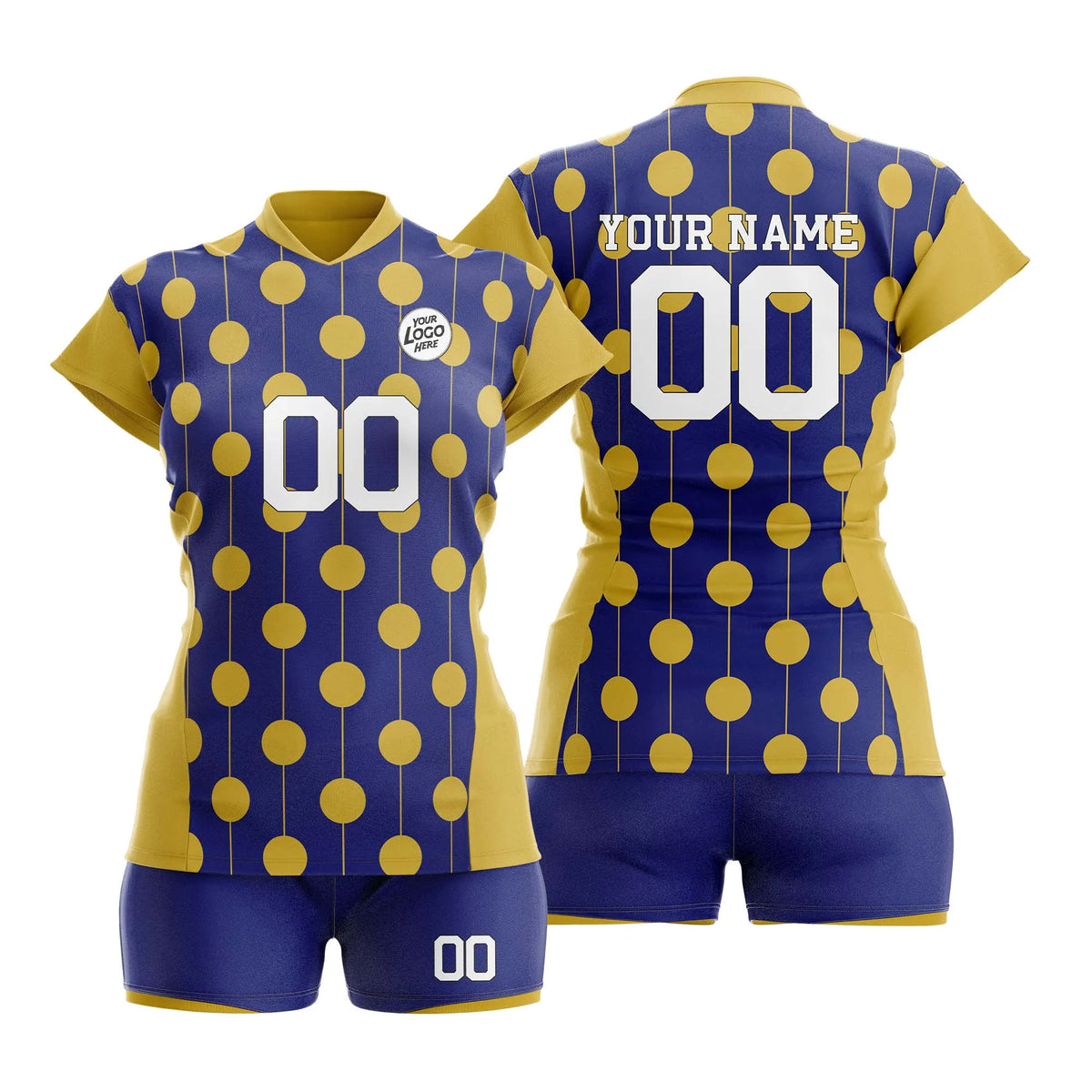 Custom Personalized D4 Retro Pattern Volleyball Jersey with Name, Number & Team Logo