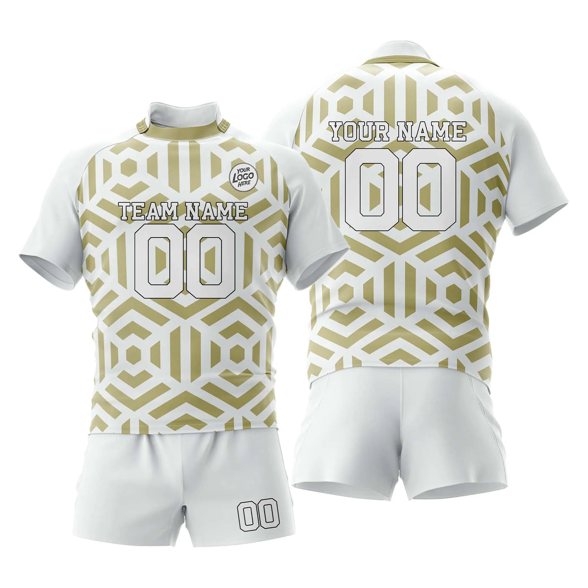 Custom Personalized D4 Abstract Pattern Rugby Jersey with Name, Number & Team Logo