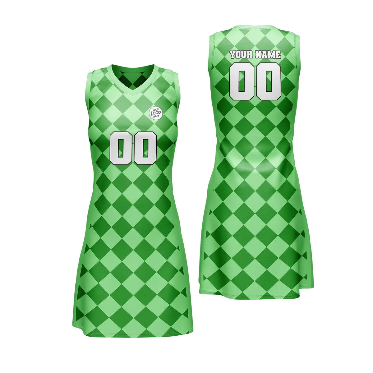 Custom Personalized D4 Rhombus Pattern Netball Jersey with Name, Number & Team Logo