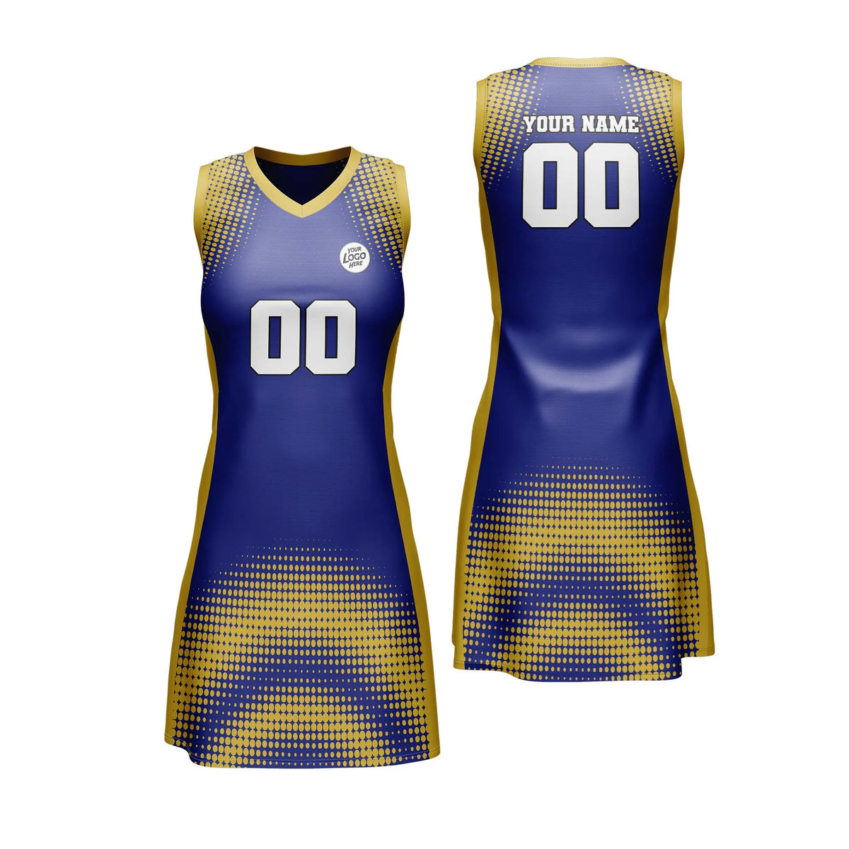 Custom Personalized D1 Retro Pattern Netball Jersey with Name, Number & Team Logo