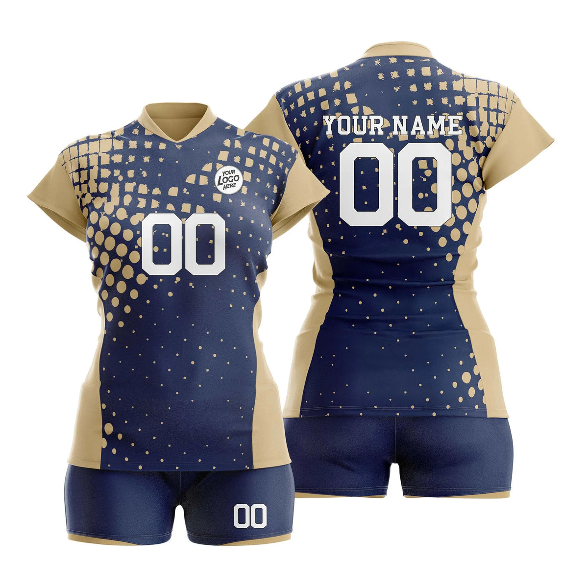 Custom Personalized D3 Retro Pattern Volleyball Jersey with Name, Number & Team Logo