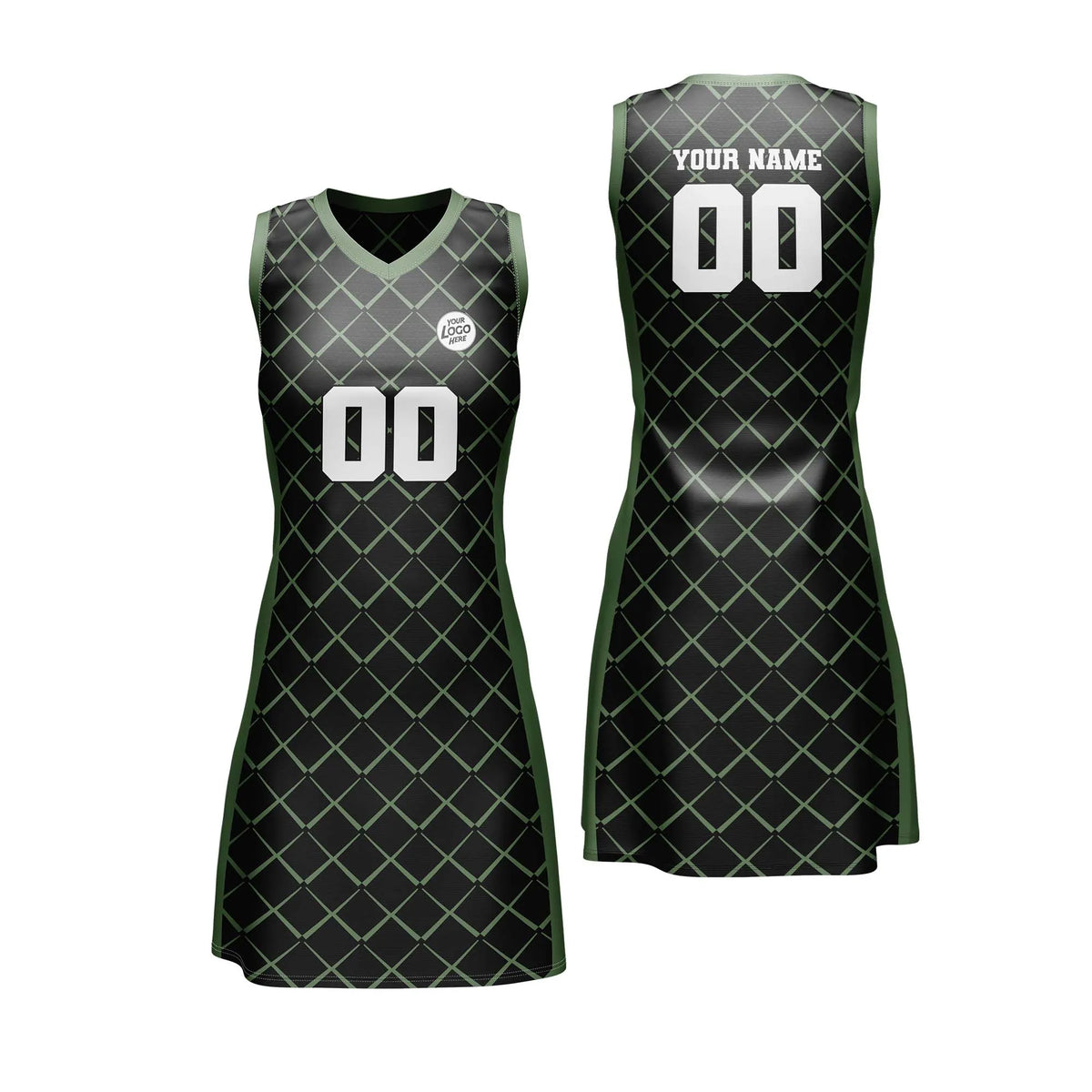 Custom Personalized D2 Rhombus Pattern Netball Jersey with Name, Number & Team Logo