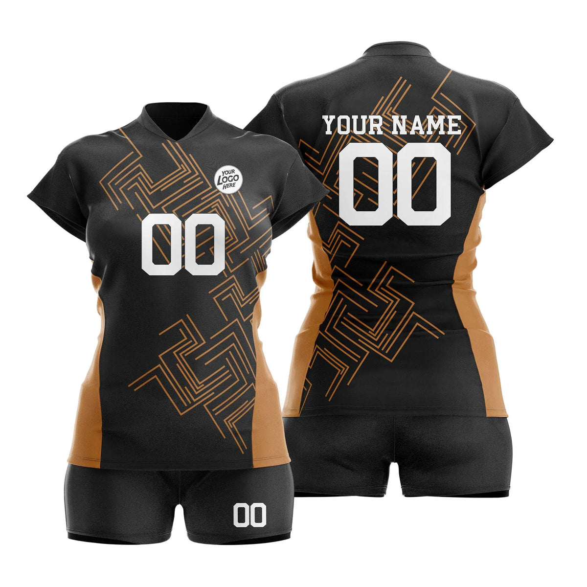 Custom Personalized D4 Abstract Pattern Volleyball Jersey with Name, Number & Team Logo