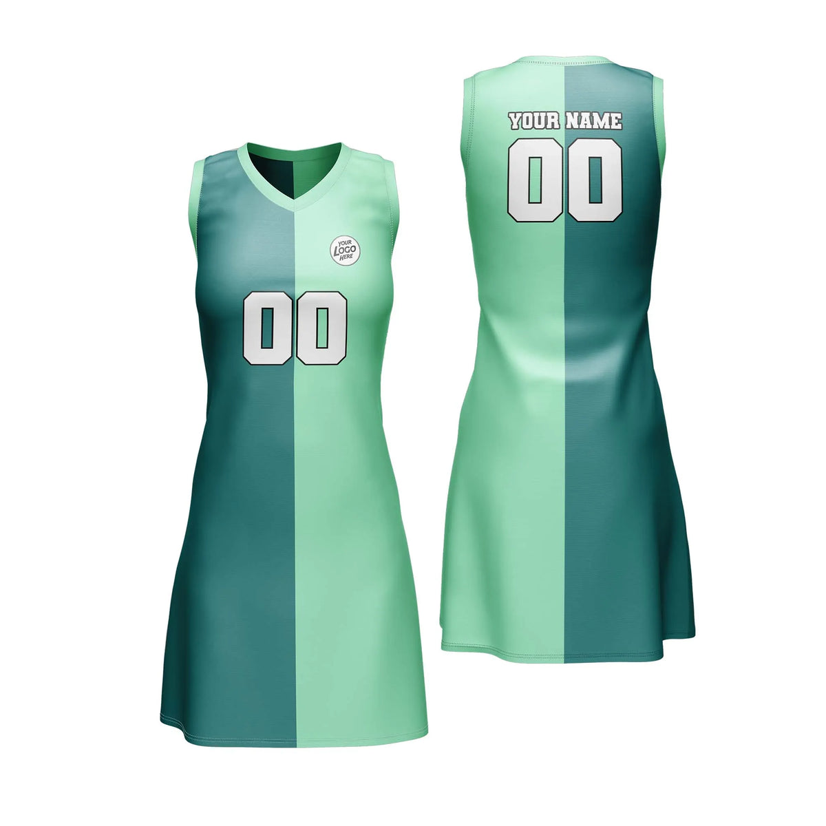 Custom Personalized D2 Split Fashion Netball Jersey with Name, Number & Team Logo