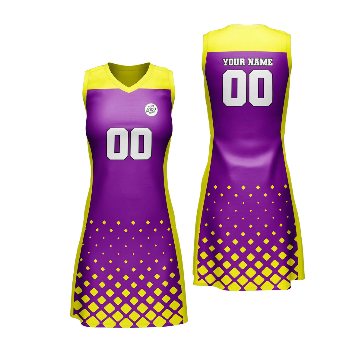 Custom Personalized D3 Abstract Pattern Netball Jersey with Name, Number & Team Logo