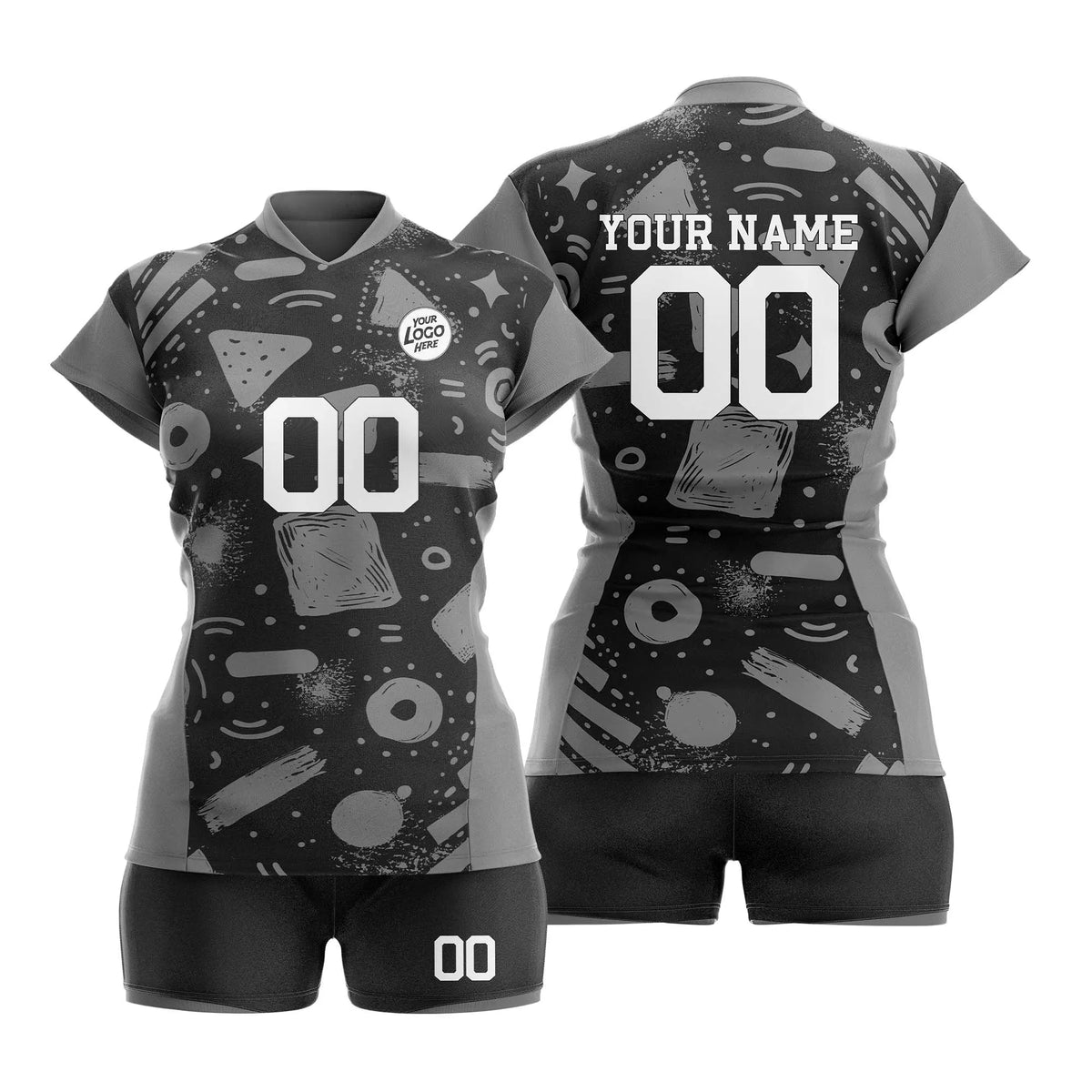 Custom Personalized D1 Graffiti Pattern Volleyball Jersey with Name, Number & Team Logo
