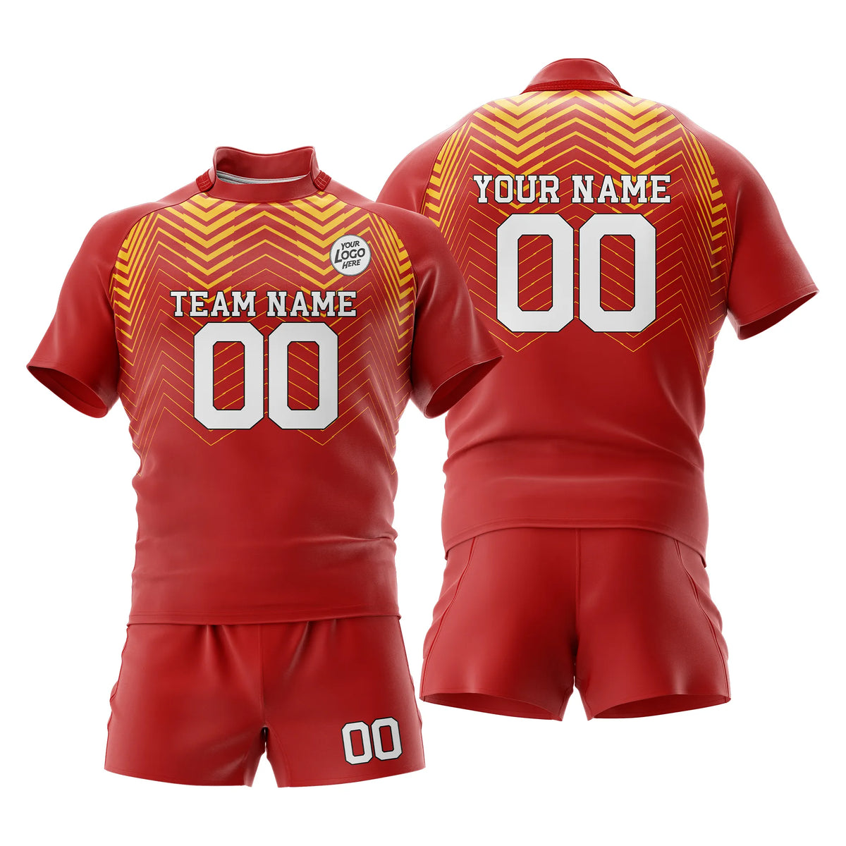 Custom Personalized D4 Color Block Rugby Jersey with Name, Number & Team Logo