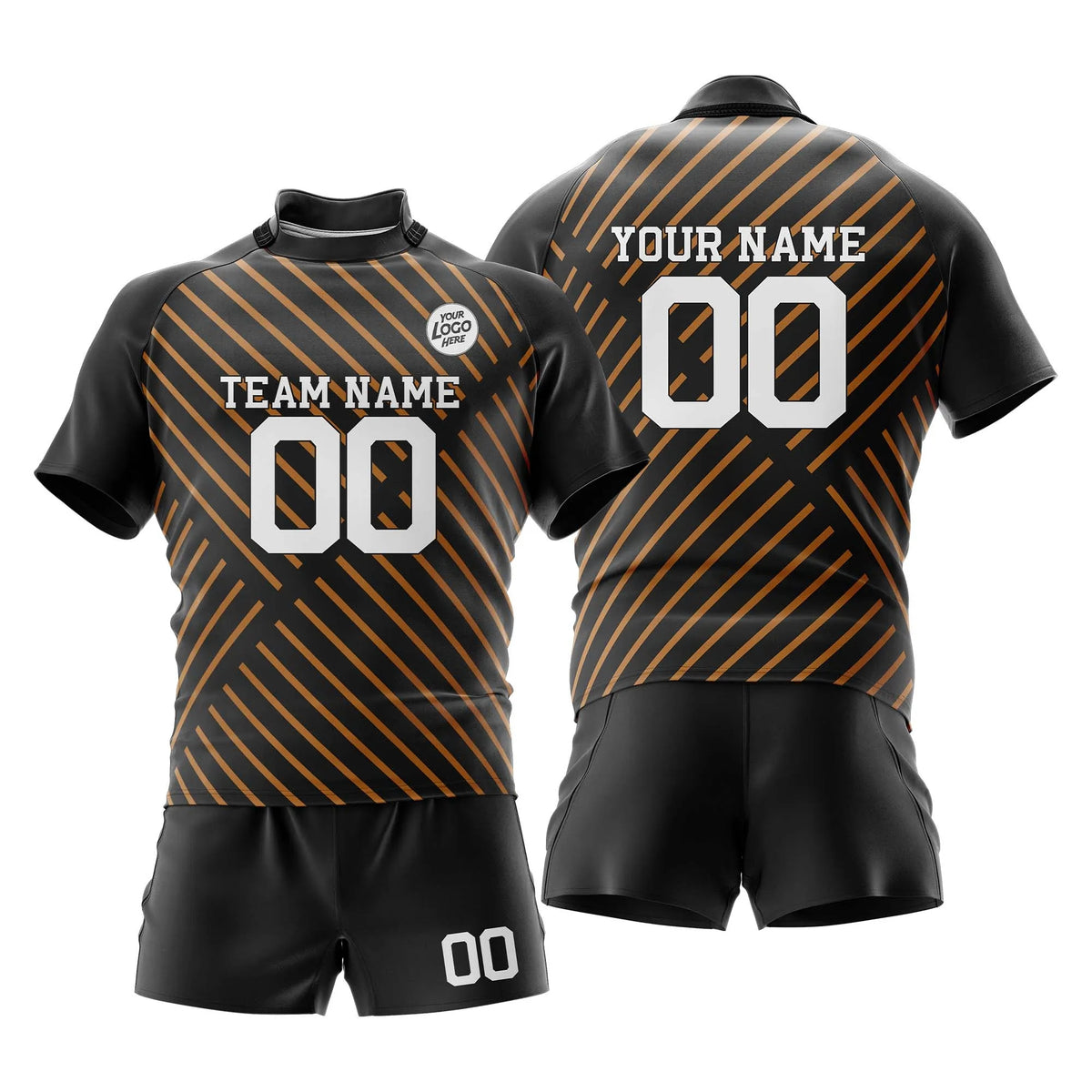 Custom Personalized D2 Strip Fashion Rugby Jersey with Name, Number & Team Logo