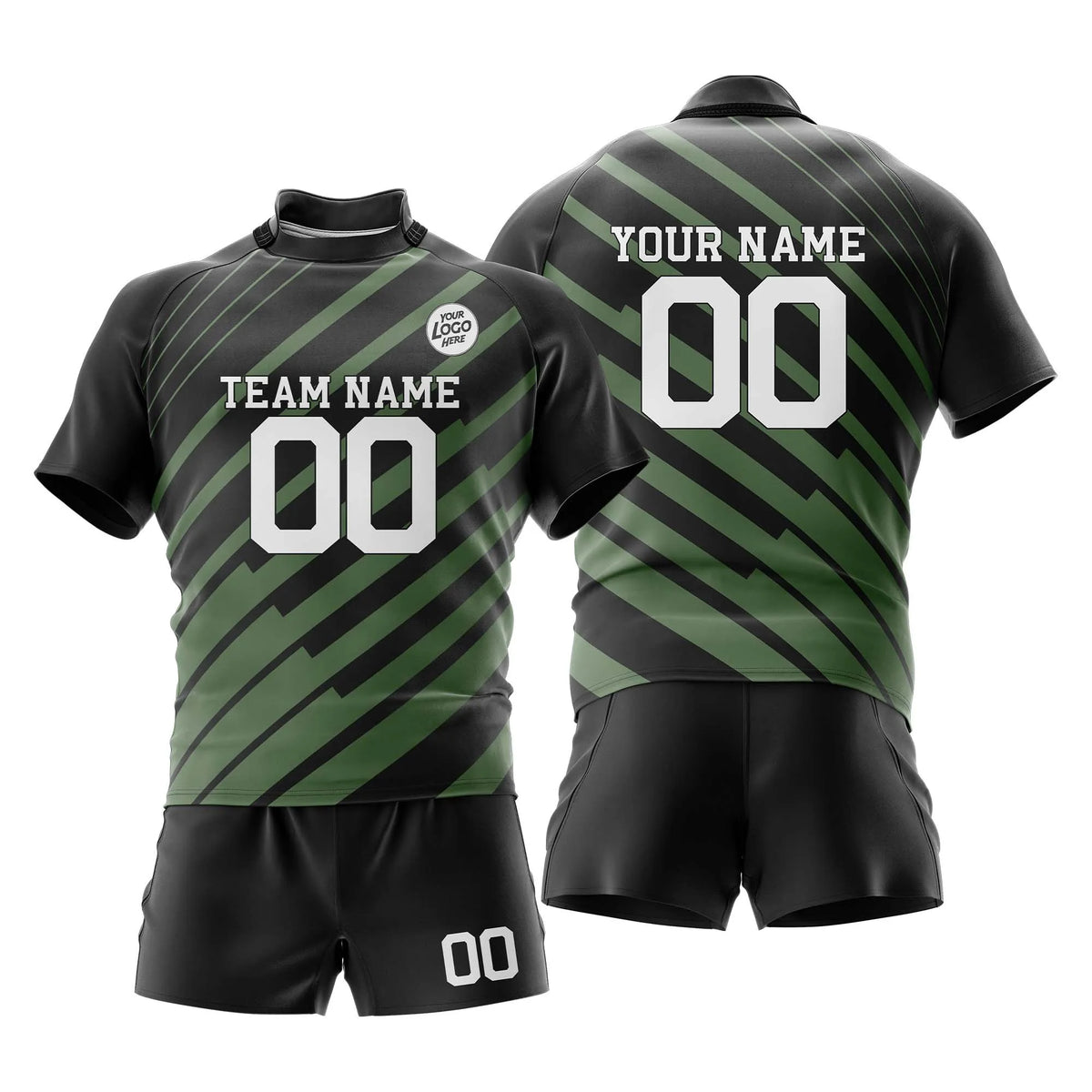 Custom Personalized D1 Strip Fashion Rugby Jersey with Name, Number & Team Logo