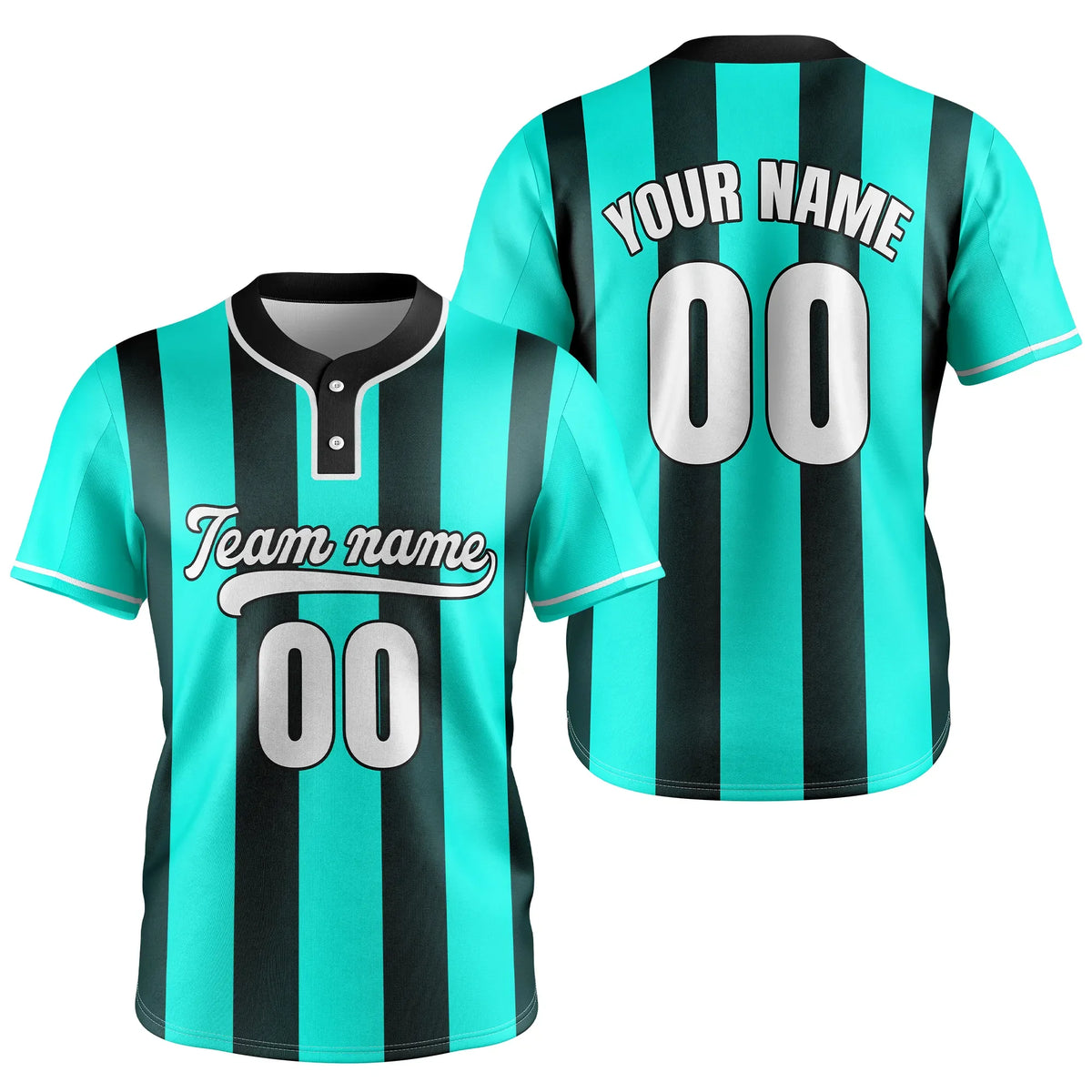 Custom Dugout Stripes Baseball Aqua Sports Jersey Personalized Uniform with Name &amp; Number