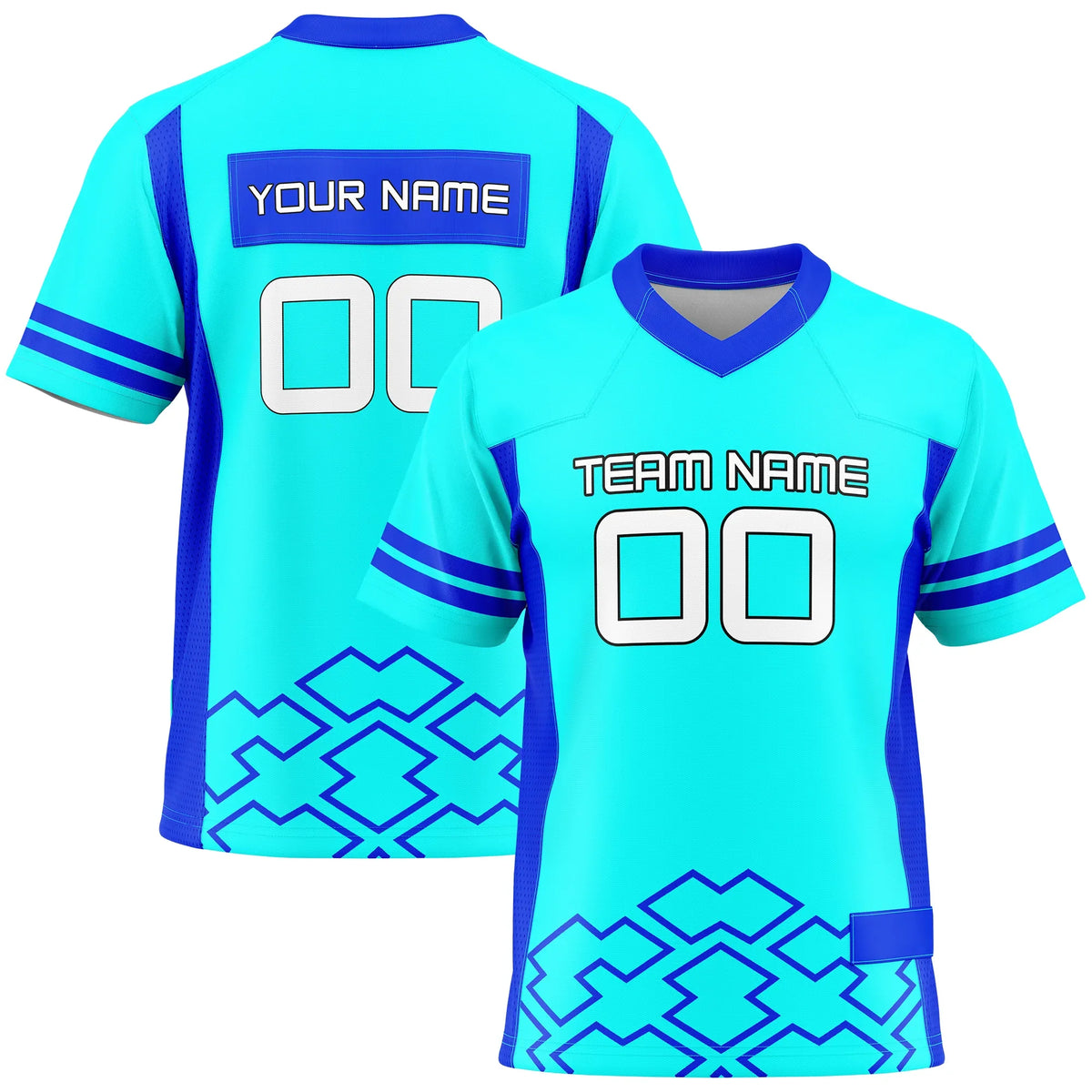 Custom Personalized D2 Color Block Flag Football Jersey with Name, Number &amp; Team Logo