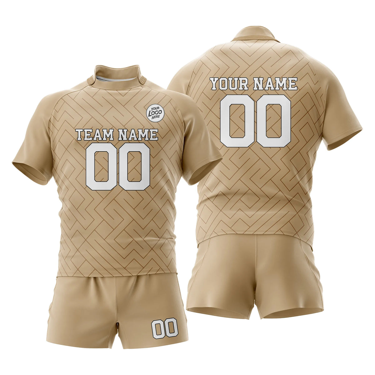 Custom Personalized D5 Abstract Pattern Rugby Jersey with Name, Number &amp; Team Logo