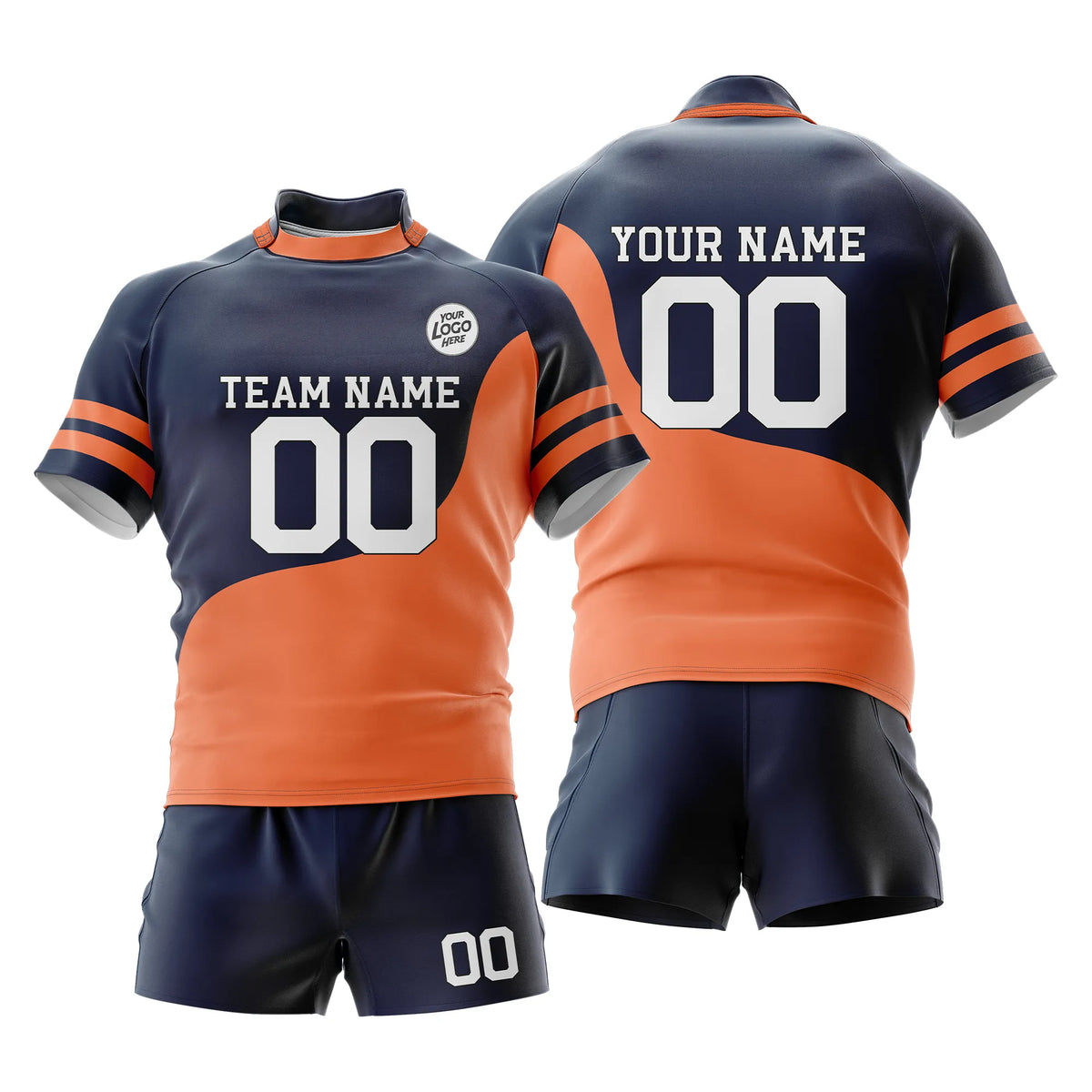 Custom Personalized D3 Split Fashion Rugby Jersey with Name, Number & Team Logo