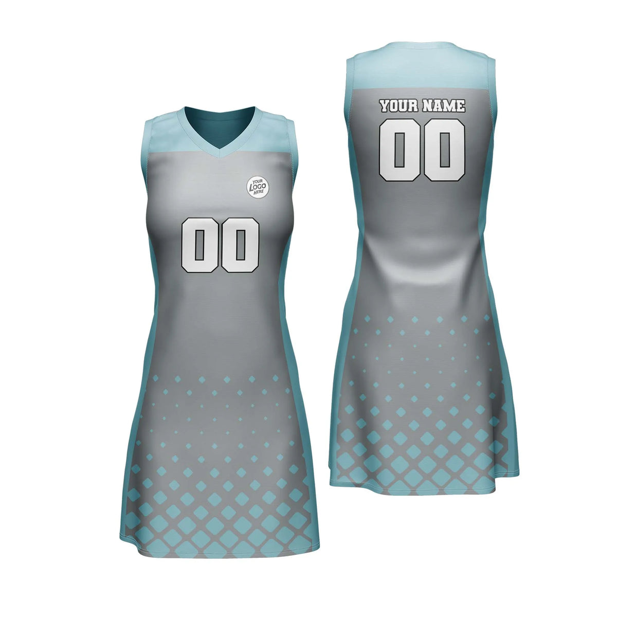 Custom Personalized D3 Abstract Pattern Netball Jersey with Name, Number & Team Logo