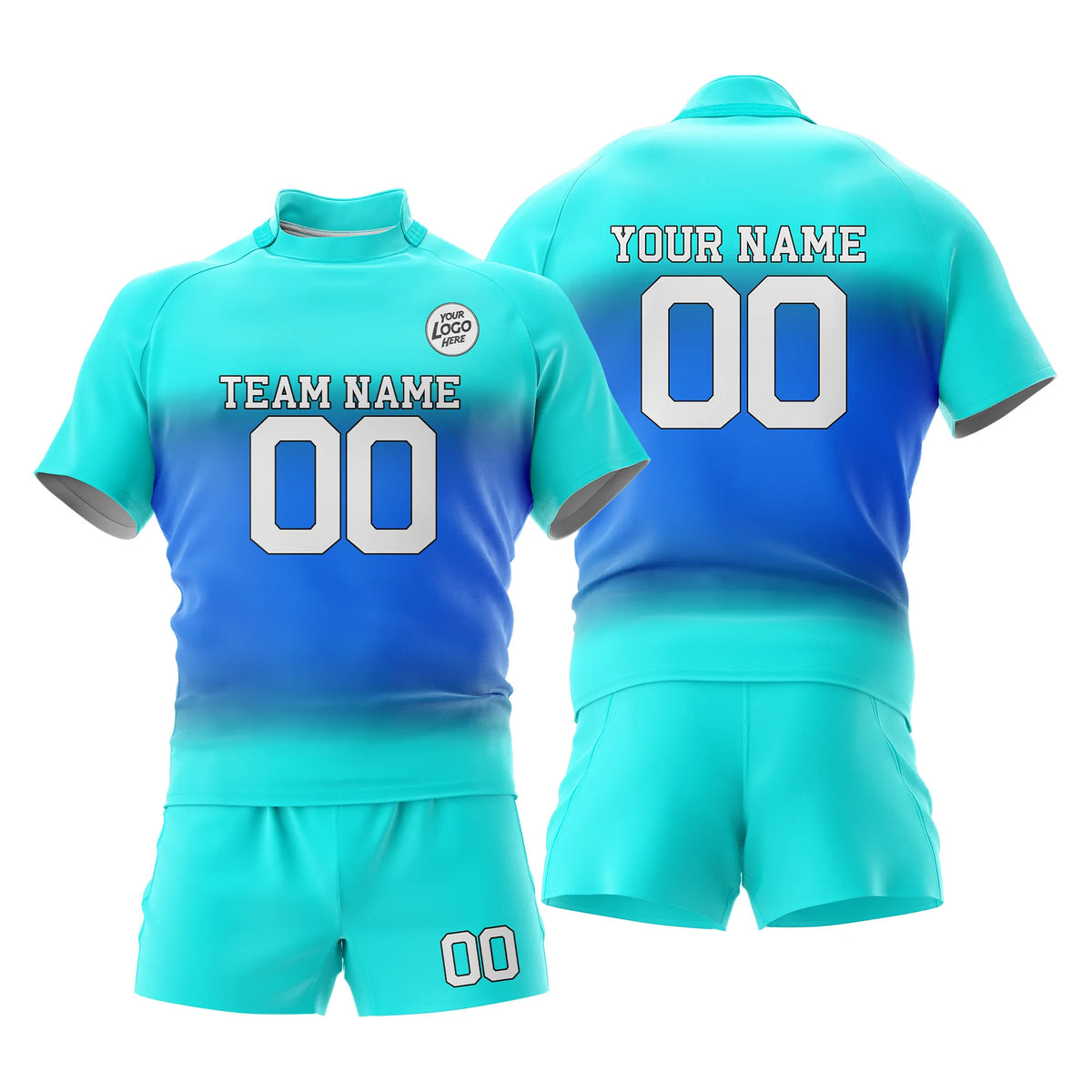 Custom Personalized D4 Gradient Fashion Rugby Jersey with Name, Number & Team Logo