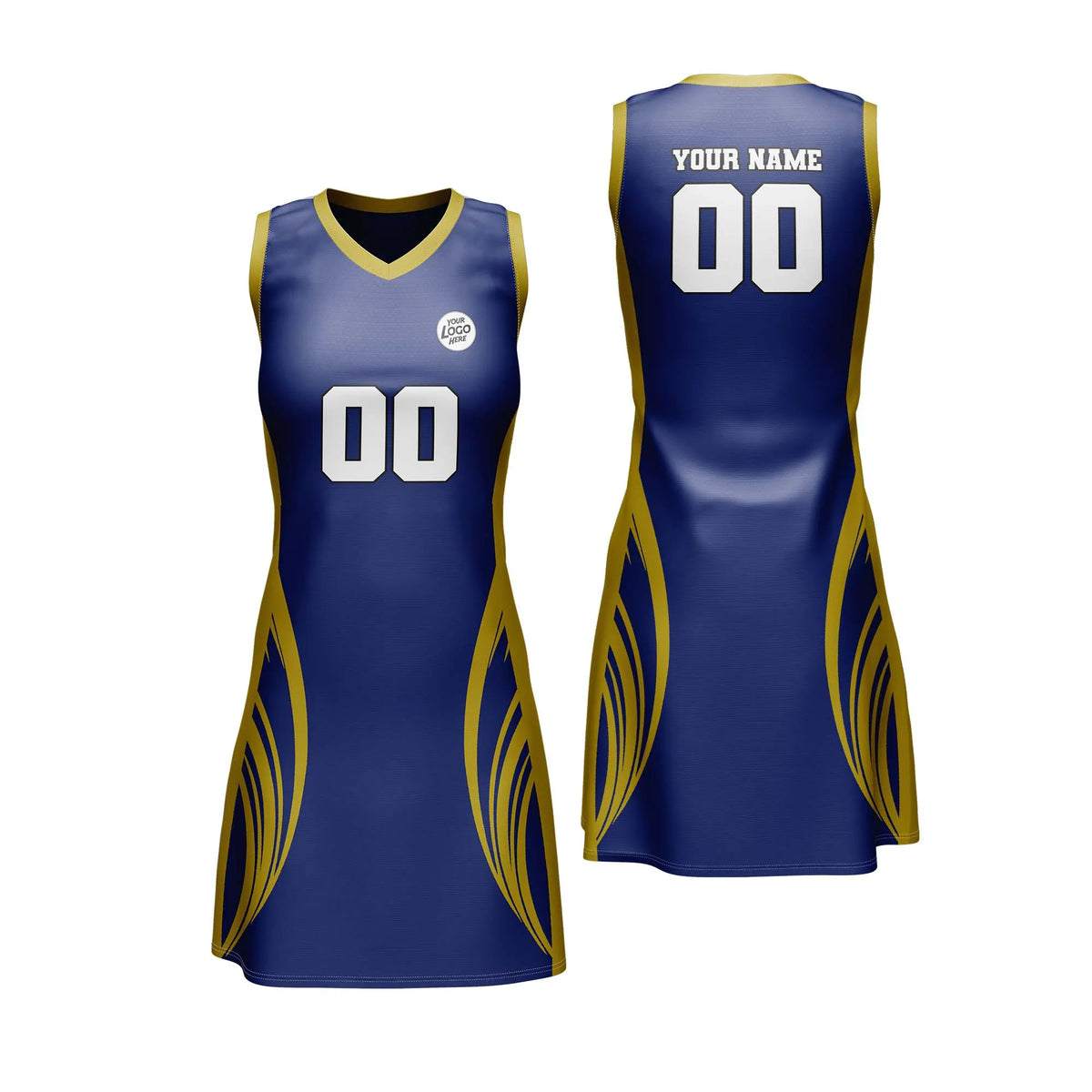 Custom Personalized D4 Abstract Pattern Netball Jersey with Name, Number & Team Logo