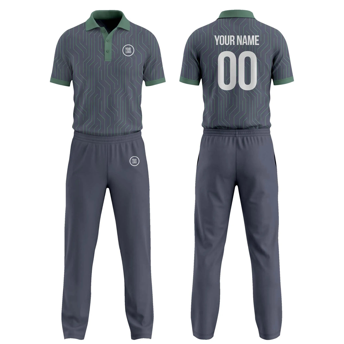 Custom Personalized D3 Abstract Pattern Cricket Kit with Name, Number & Team Logo