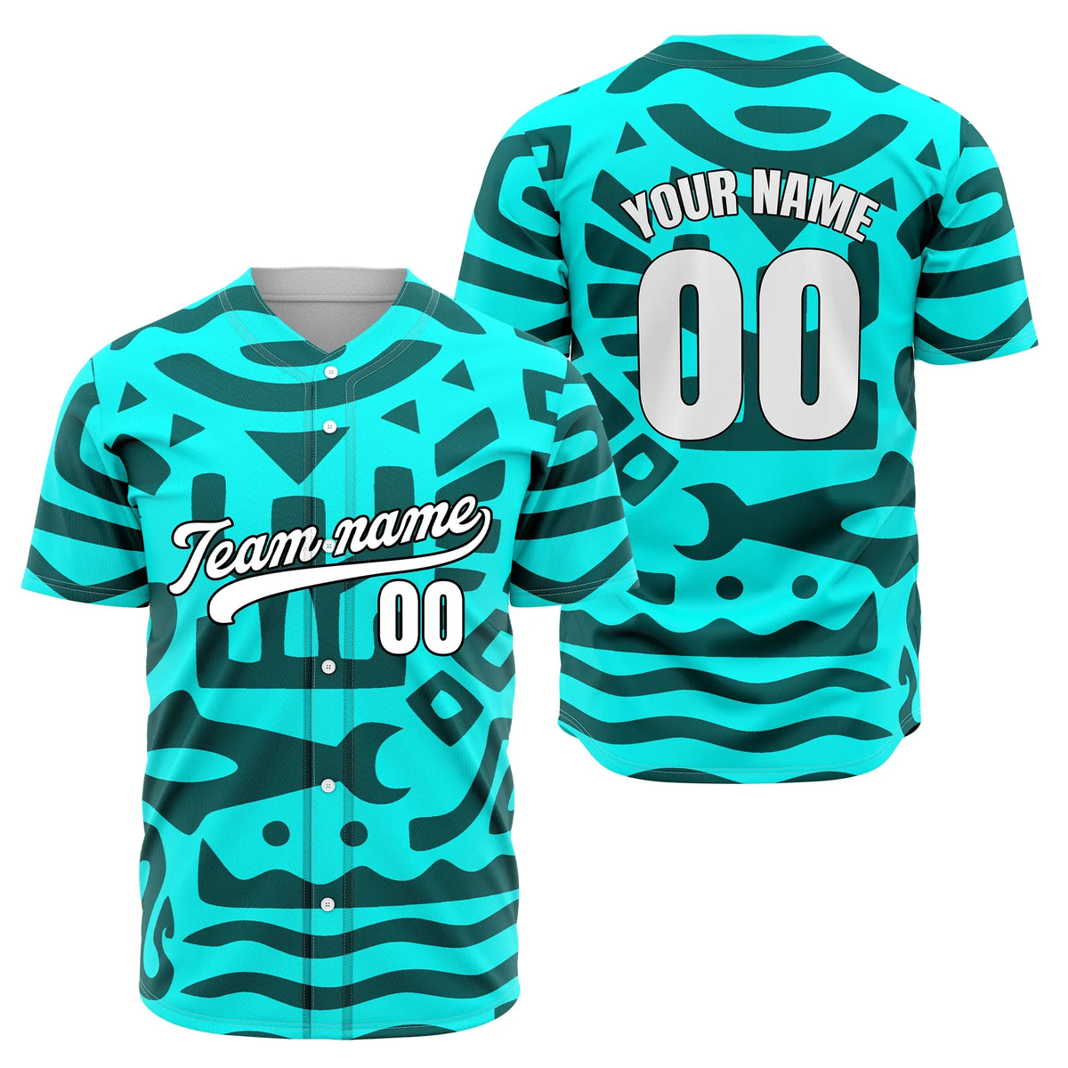 Custom Aztec Wave Spots Baseball Sports Jersey Personalized Uniform with Name & Number