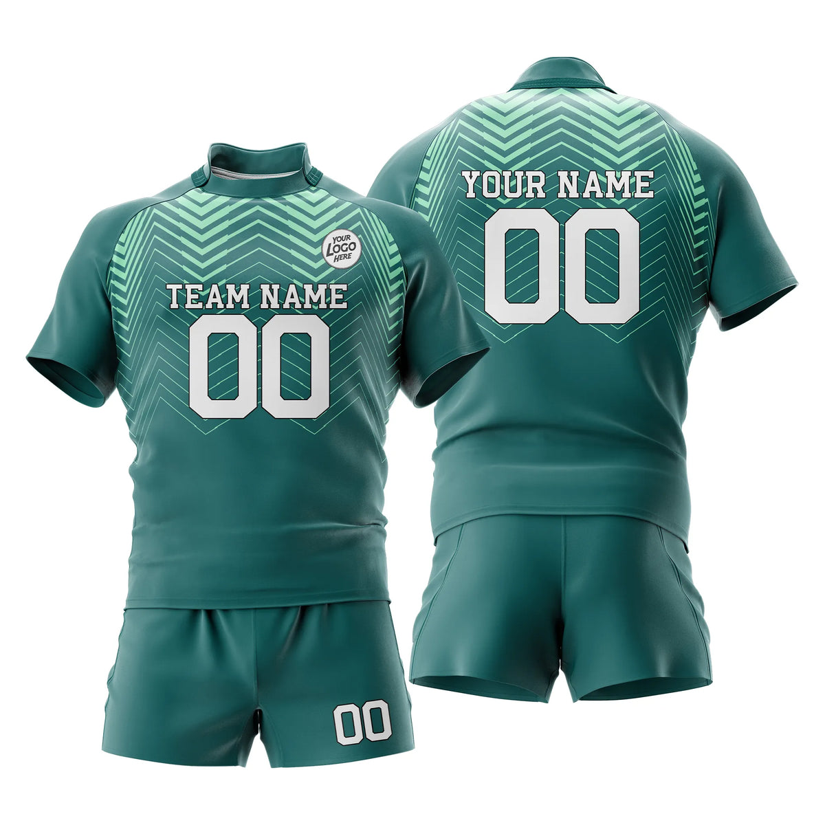 Custom Personalized D4 Color Block Rugby Jersey with Name, Number & Team Logo