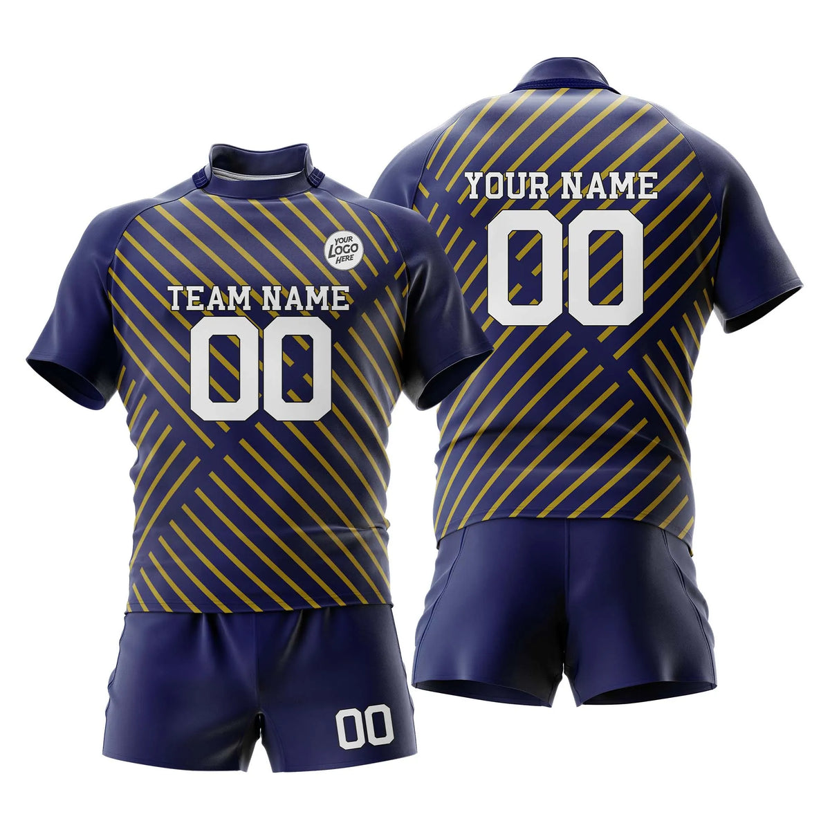 Custom Personalized D2 Strip Fashion Rugby Jersey with Name, Number & Team Logo