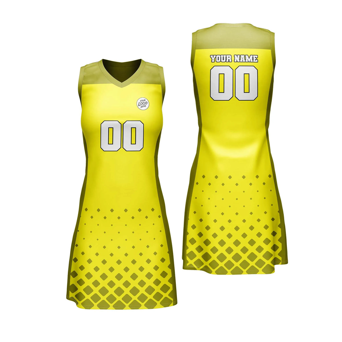 Custom Personalized D3 Abstract Pattern Netball Jersey with Name, Number & Team Logo